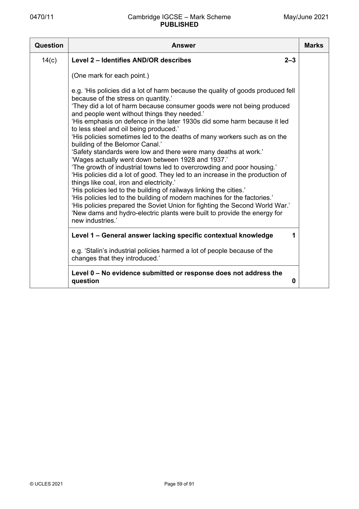 Mark scheme, page 59 of 91