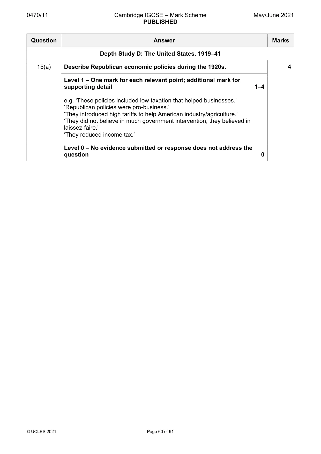 Mark scheme, page 60 of 91