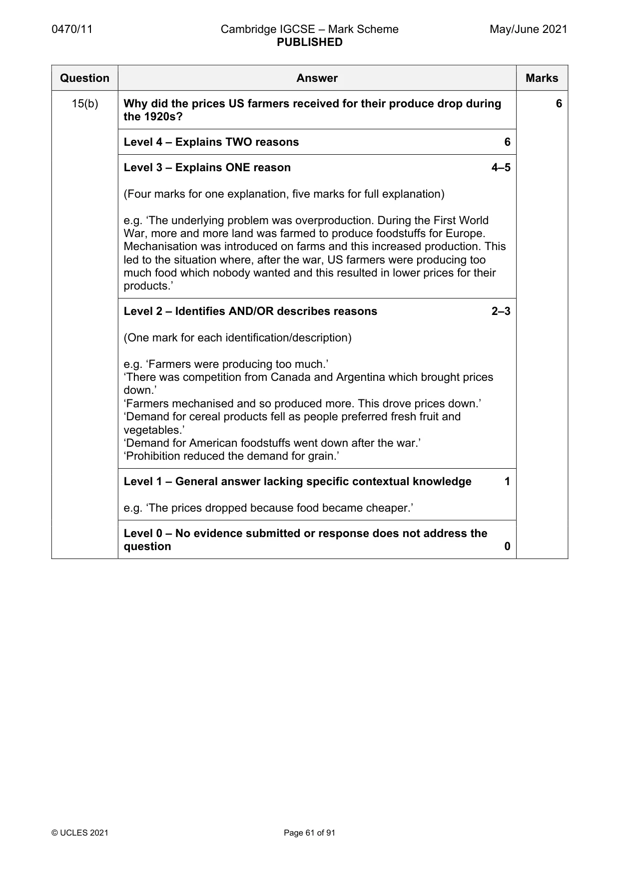 Mark scheme, page 61 of 91