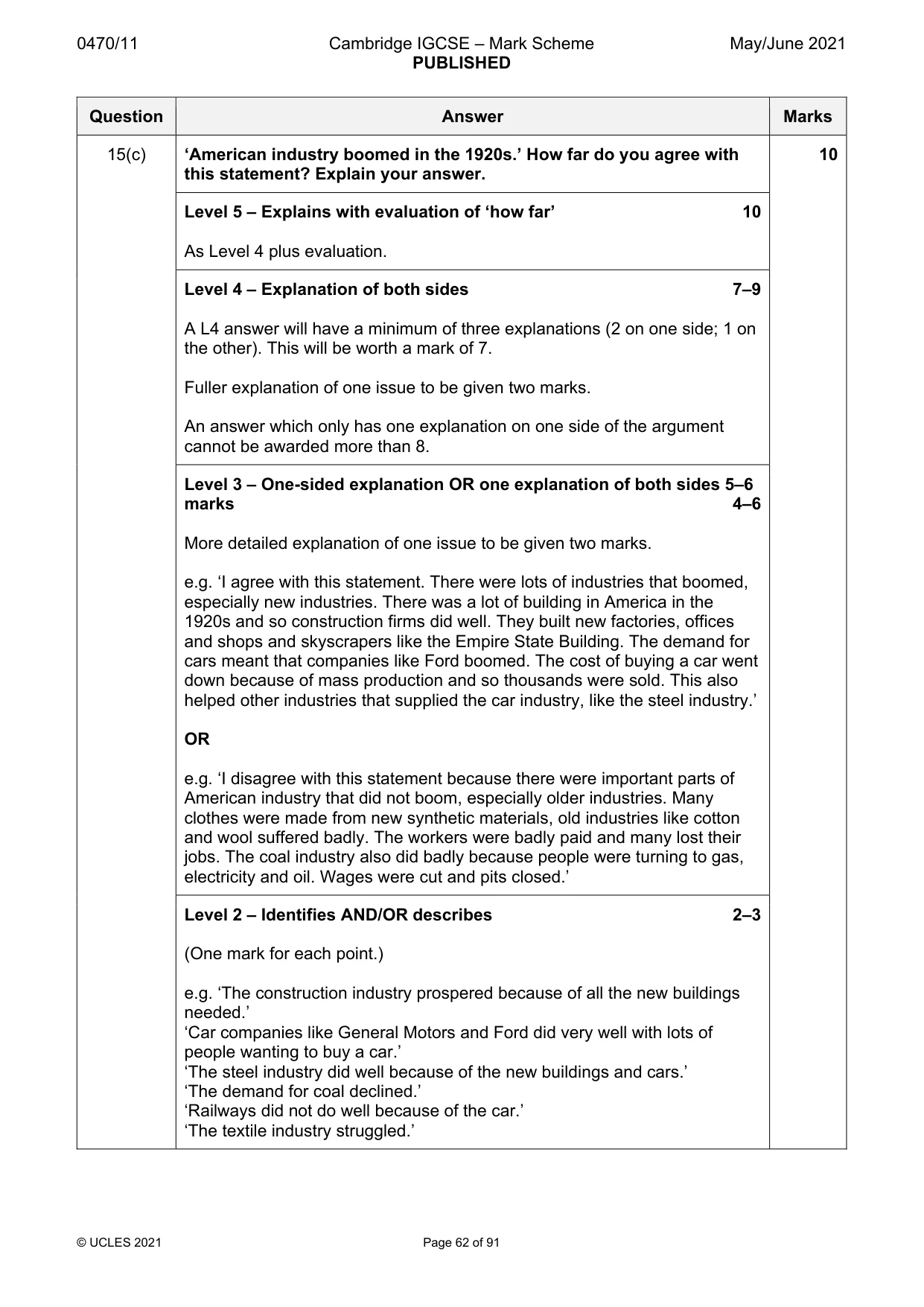 Mark scheme, page 62 of 91