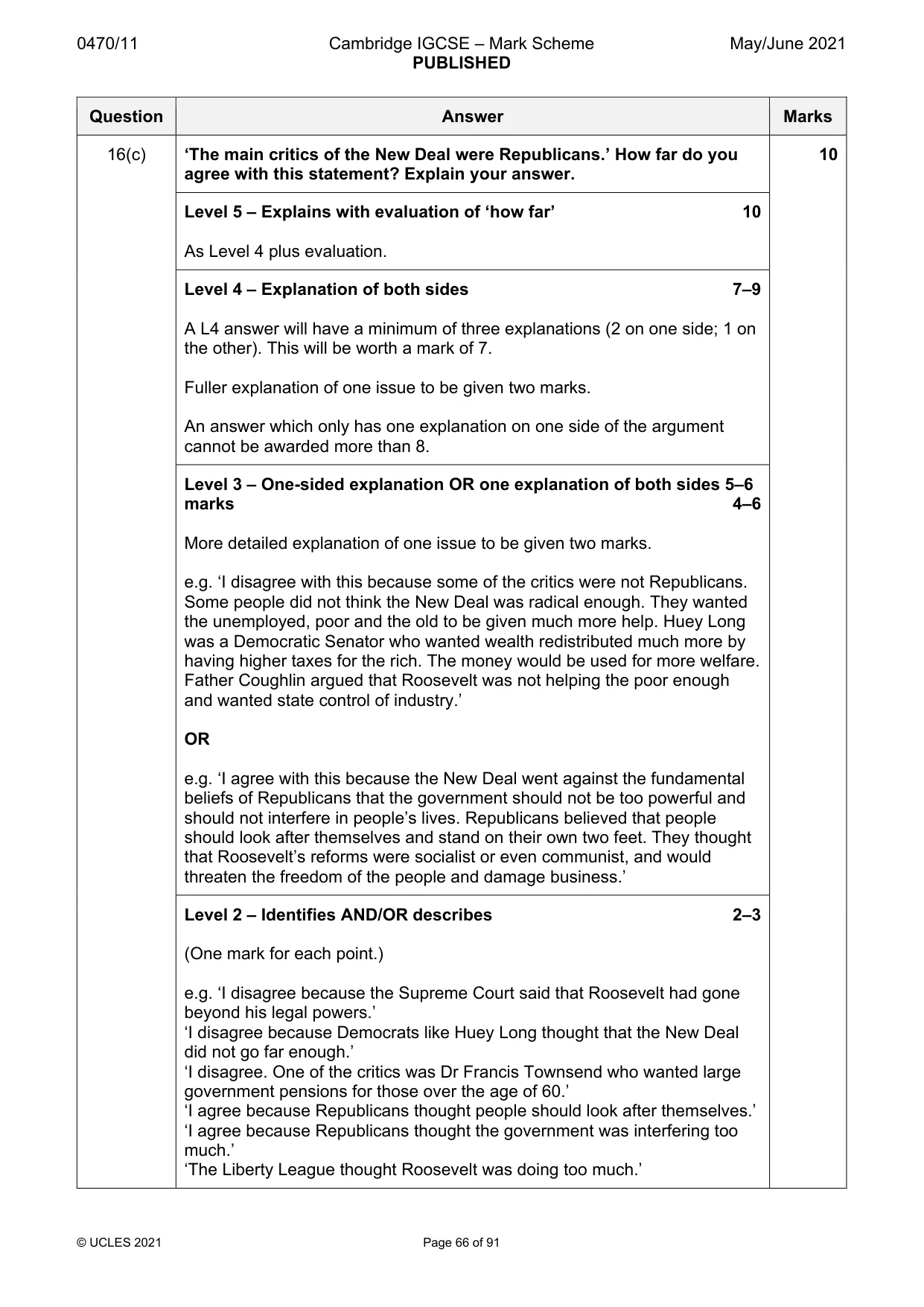 Mark scheme, page 66 of 91