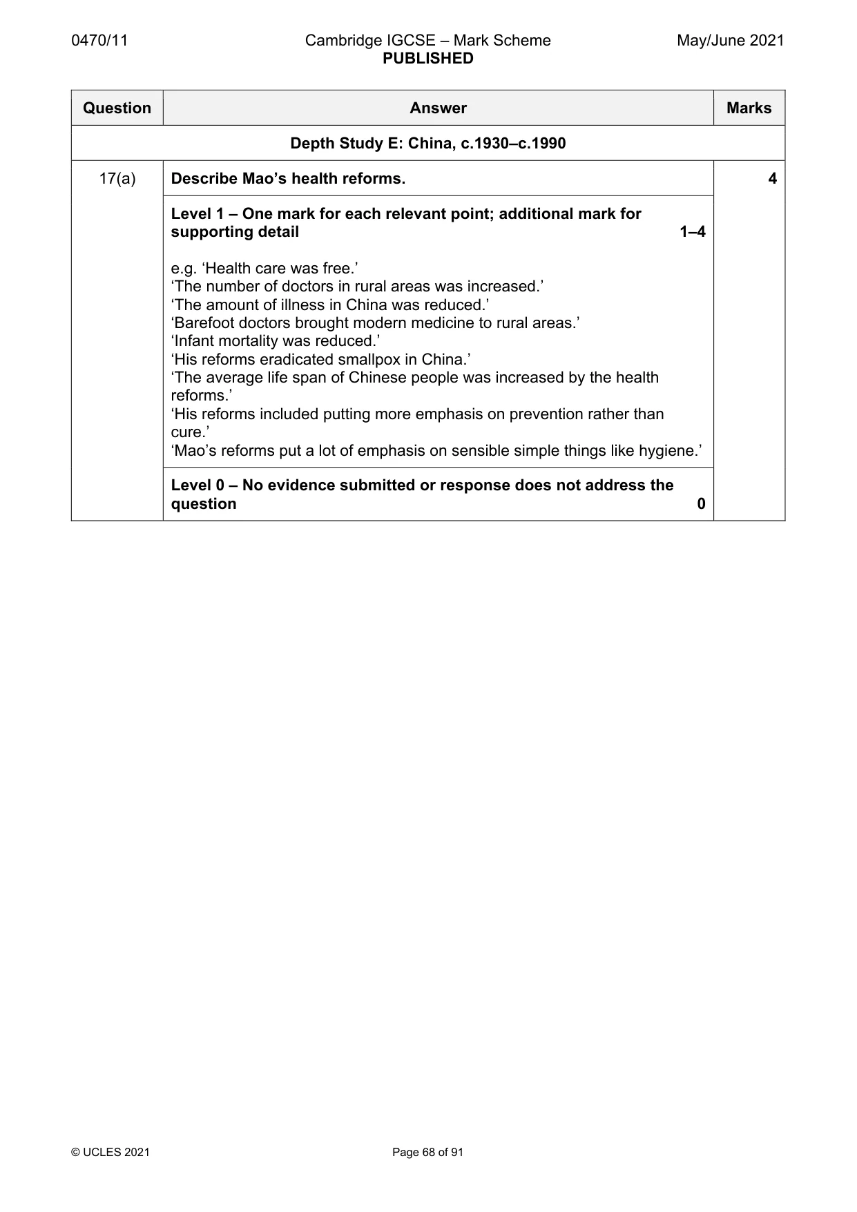 Mark scheme, page 68 of 91