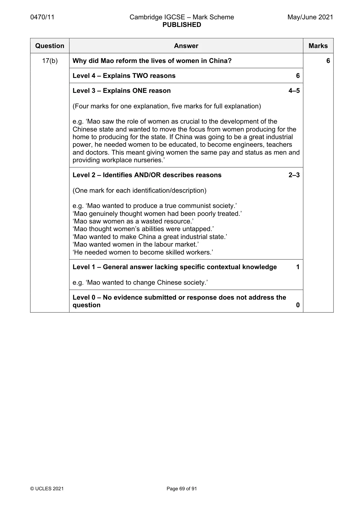 Mark scheme, page 69 of 91