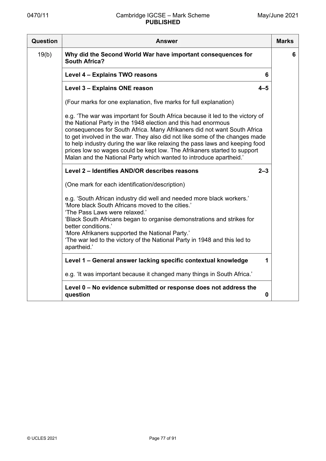 Mark scheme, page 77 of 91
