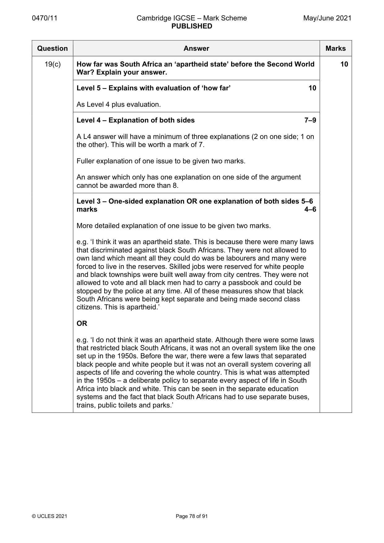 Mark scheme, page 78 of 91