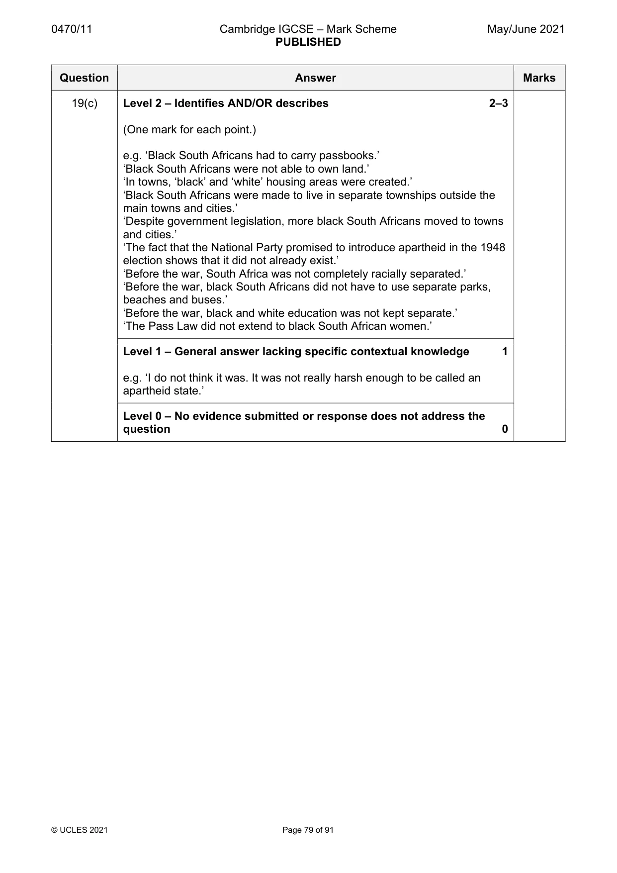 Mark scheme, page 79 of 91