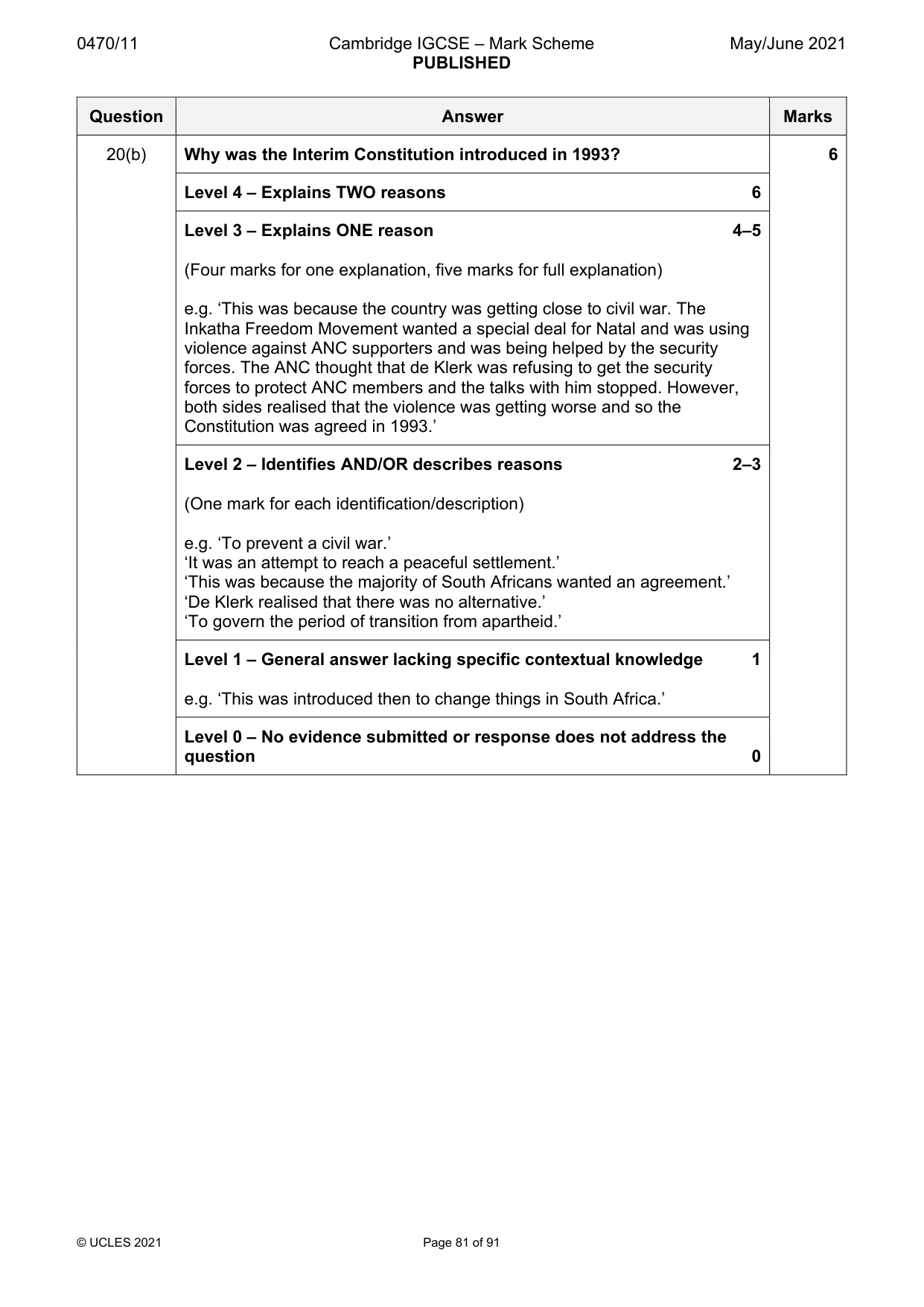Mark scheme, page 81 of 91