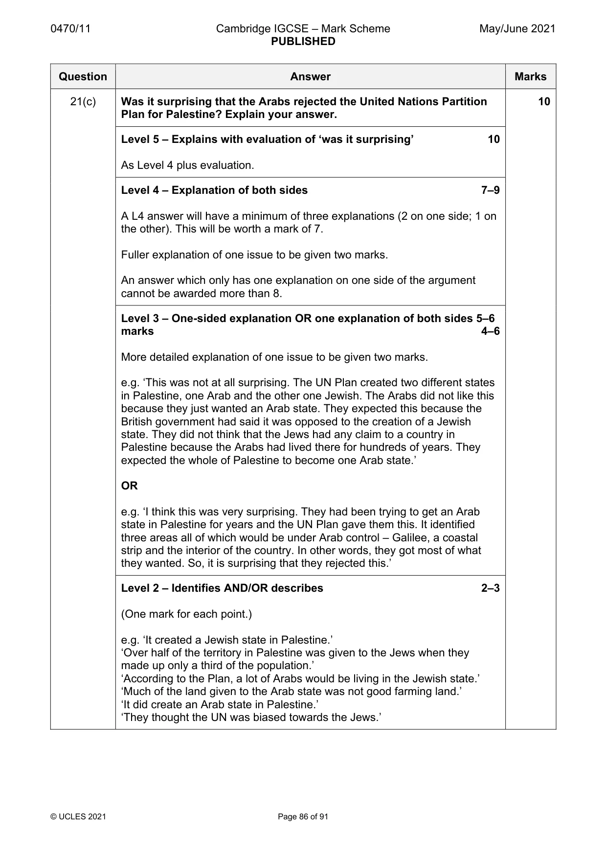 Mark scheme, page 86 of 91
