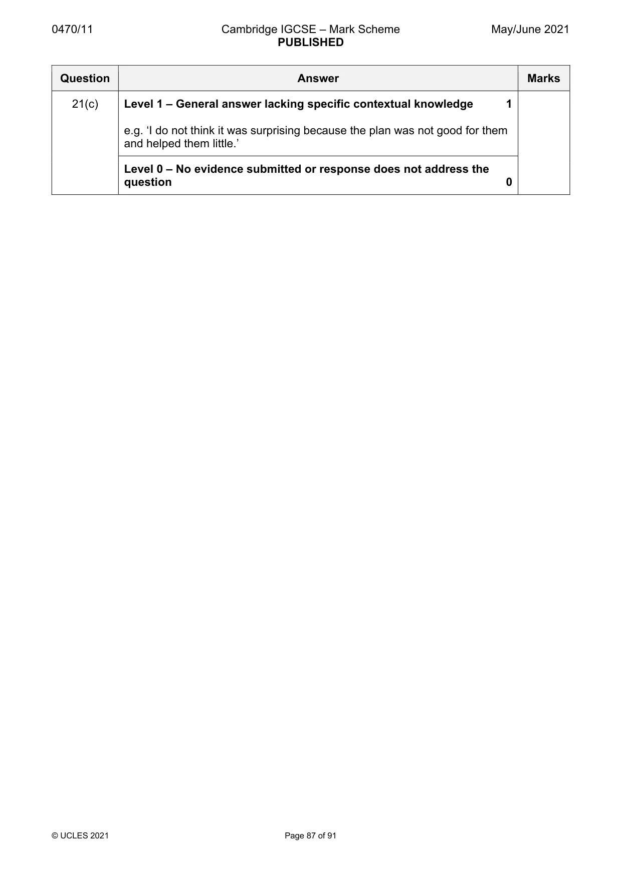 Mark scheme, page 87 of 91
