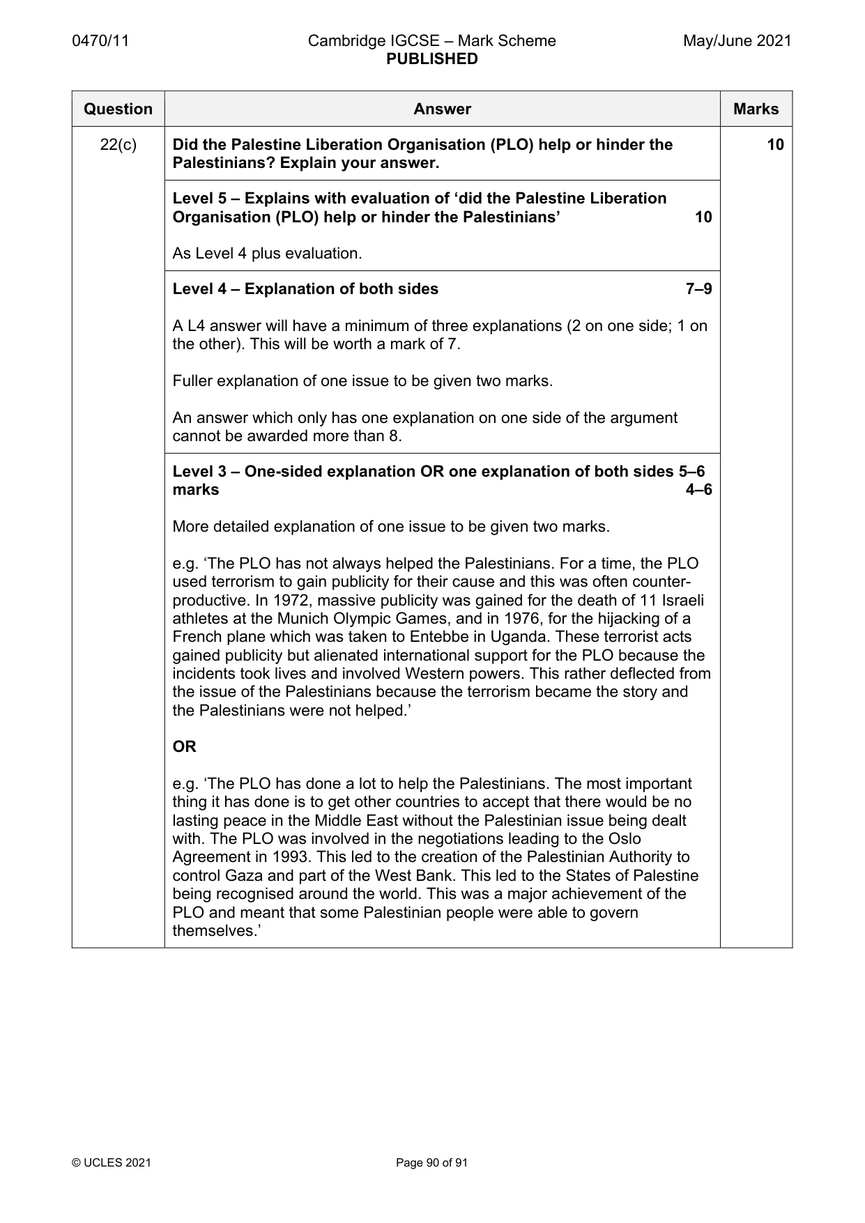 Mark scheme, page 90 of 91