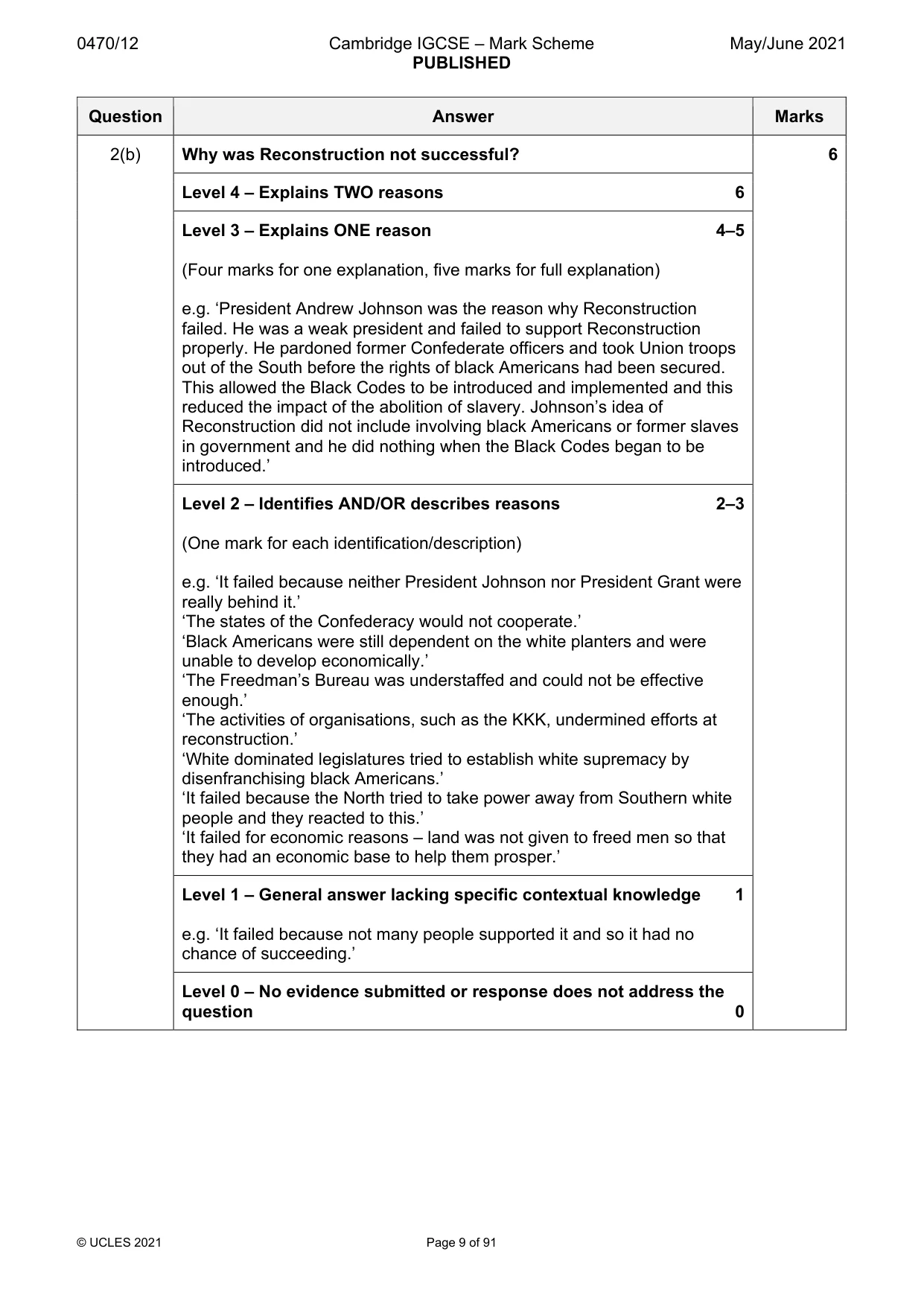 Mark scheme, page 9 of 91