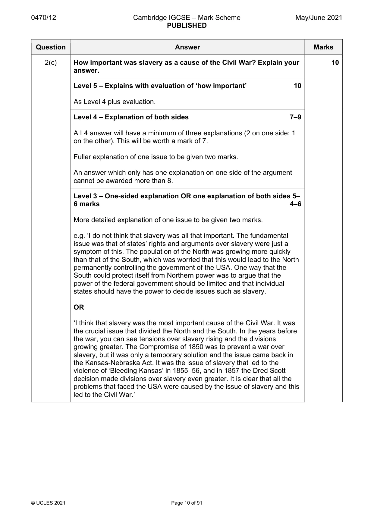 Mark scheme, page 10 of 91