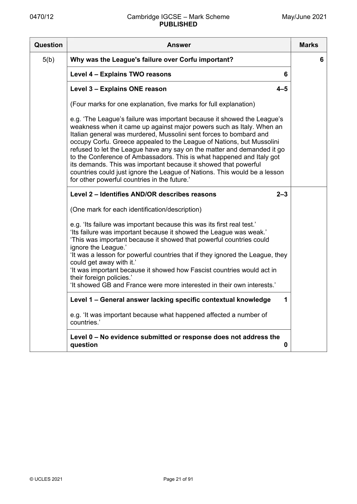 Mark scheme, page 21 of 91