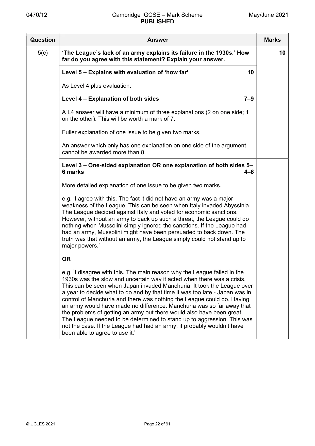 Mark scheme, page 22 of 91