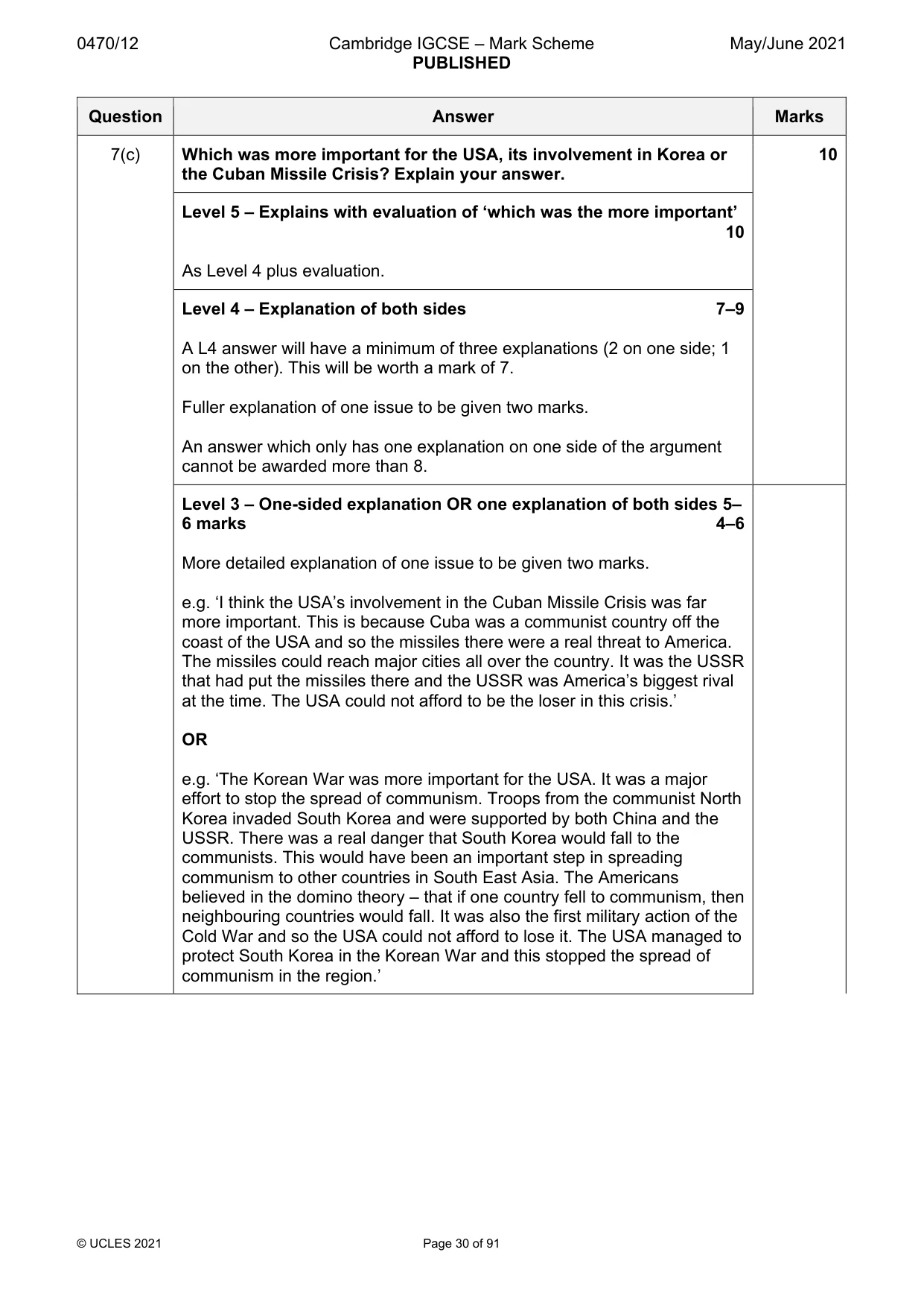Mark scheme, page 30 of 91