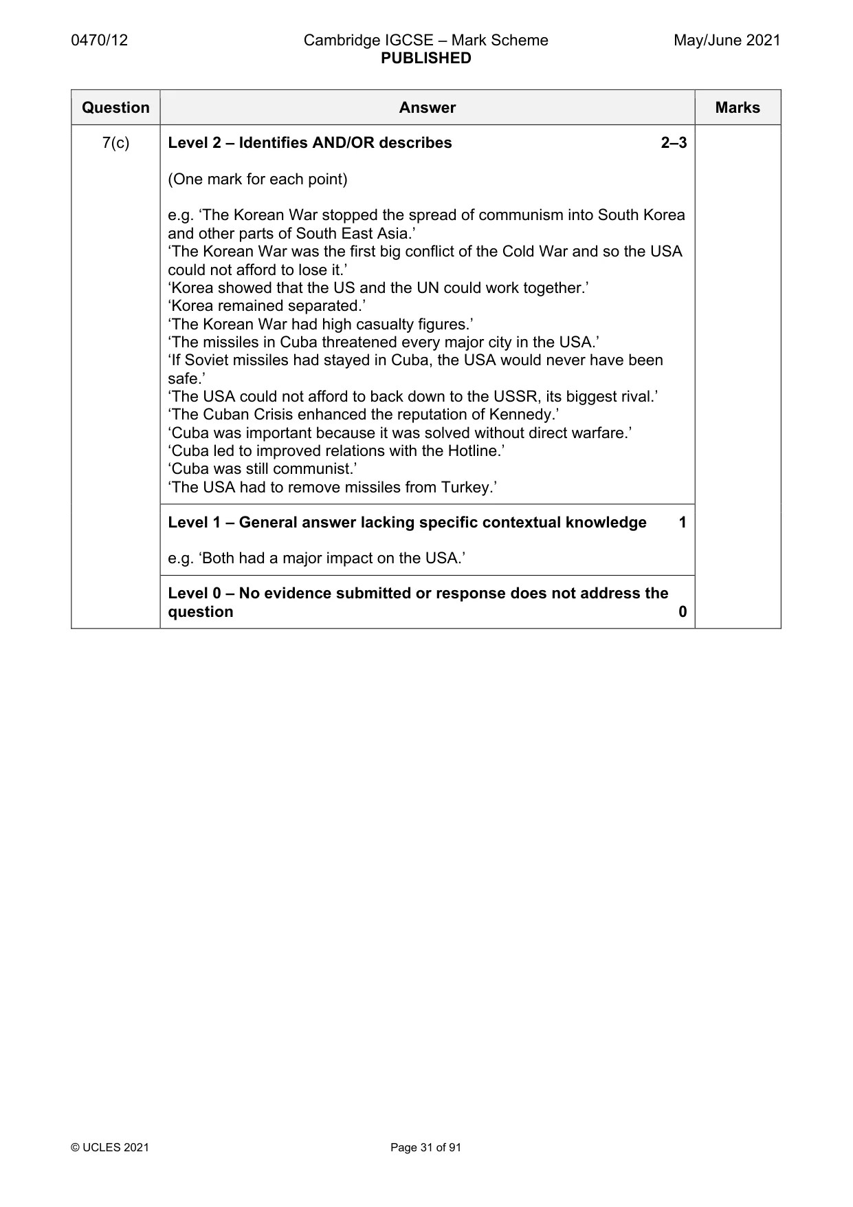 Mark scheme, page 31 of 91