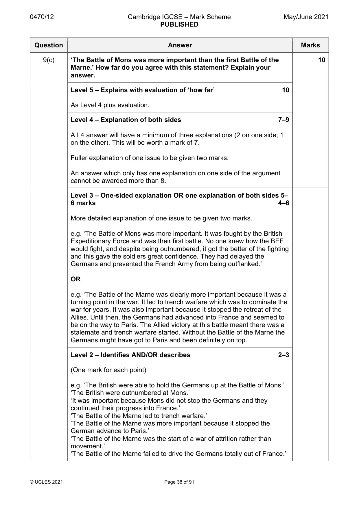 Mark scheme, page 38 of 91