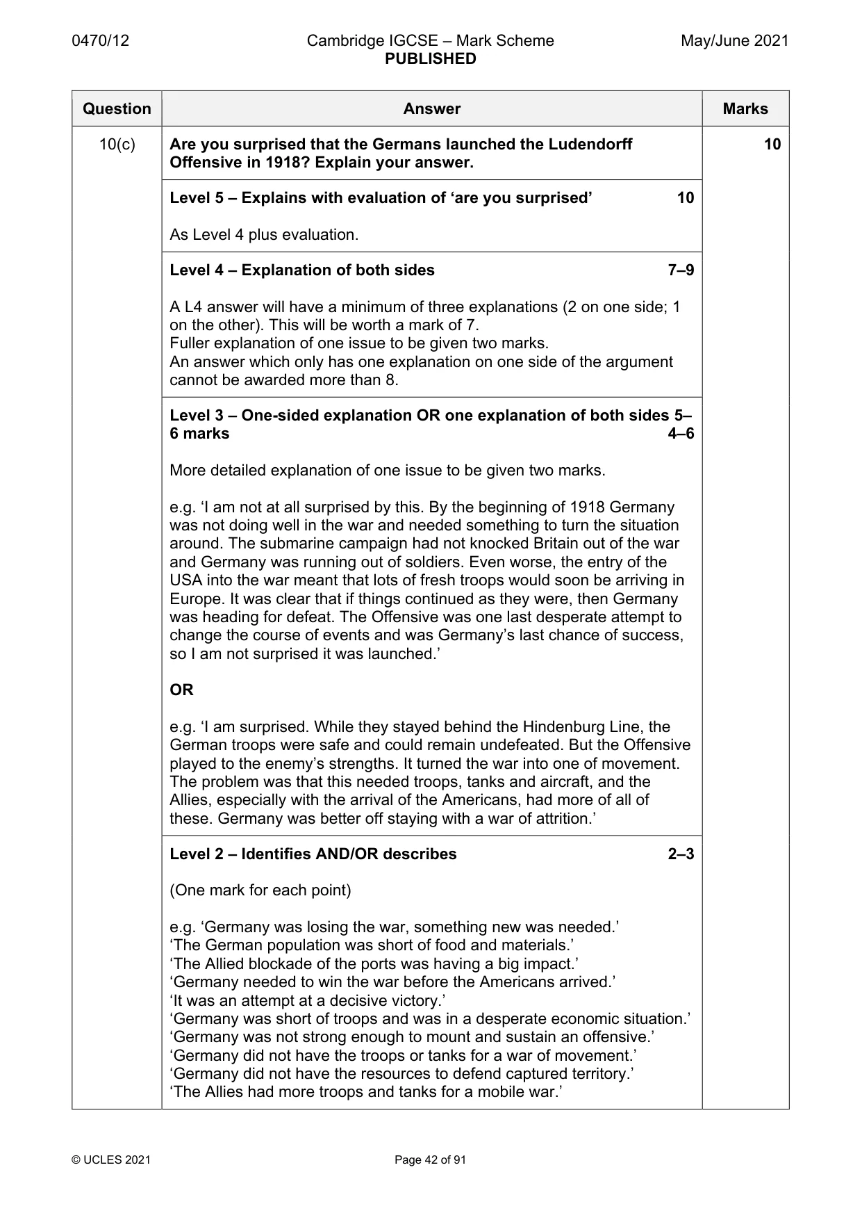 Mark scheme, page 42 of 91