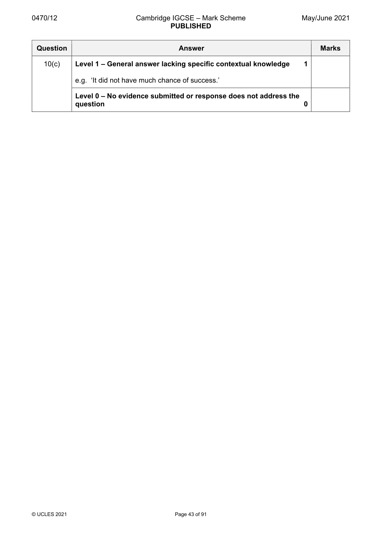 Mark scheme, page 43 of 91