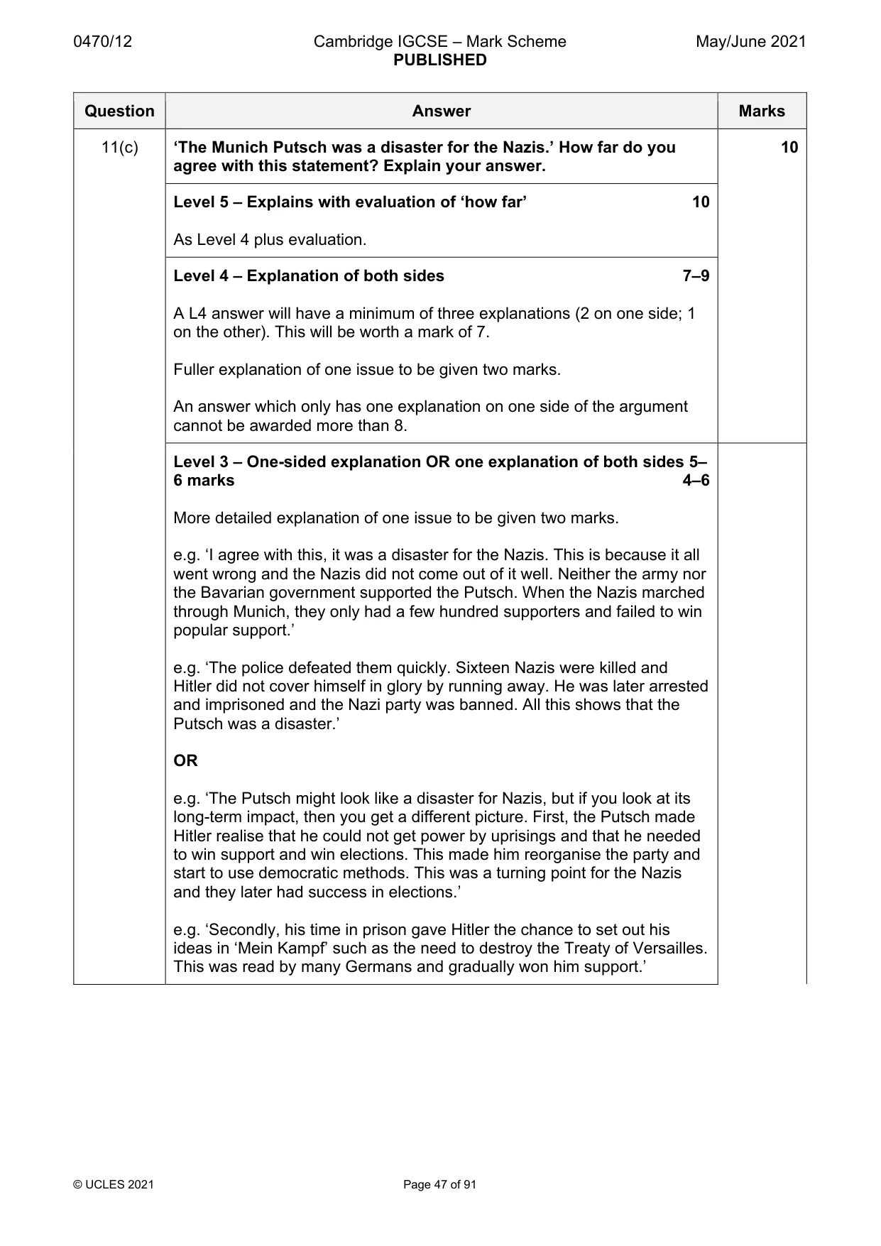 Mark scheme, page 47 of 91