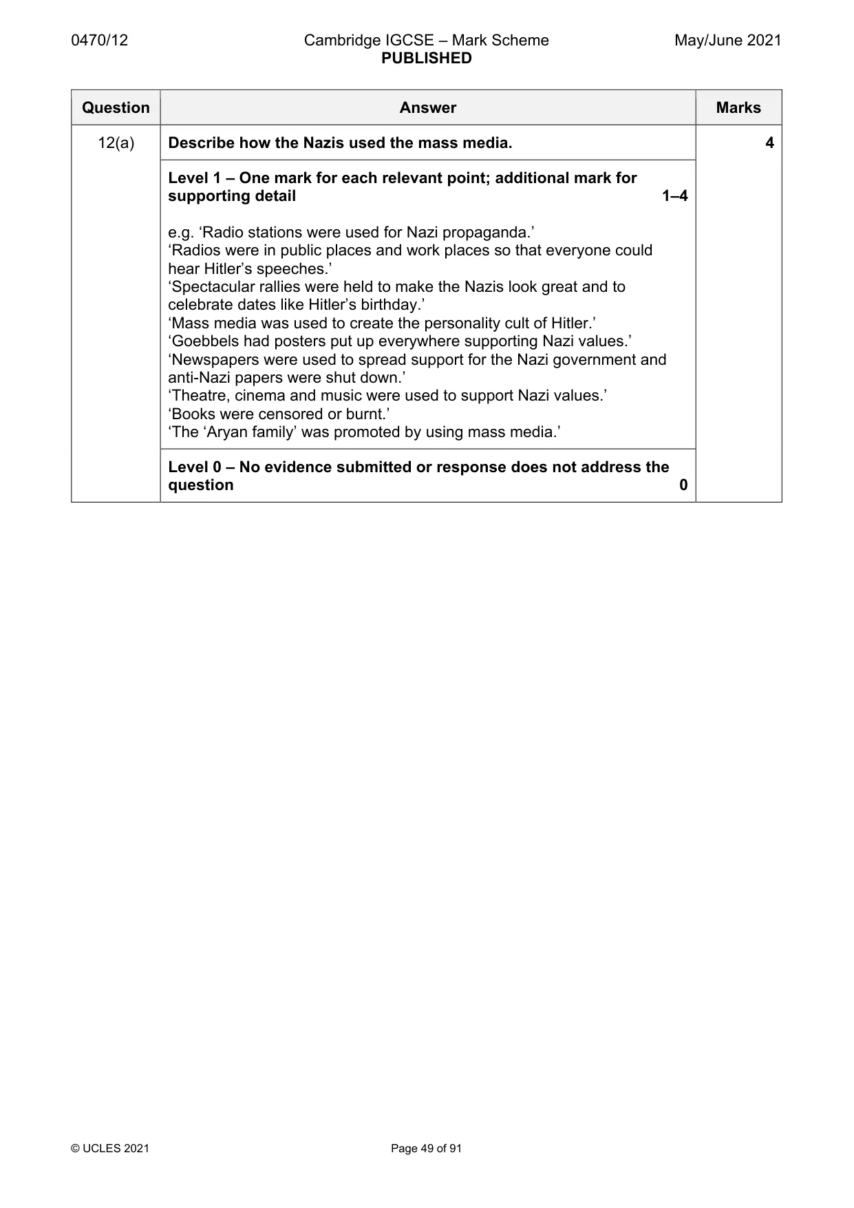 Mark scheme, page 49 of 91