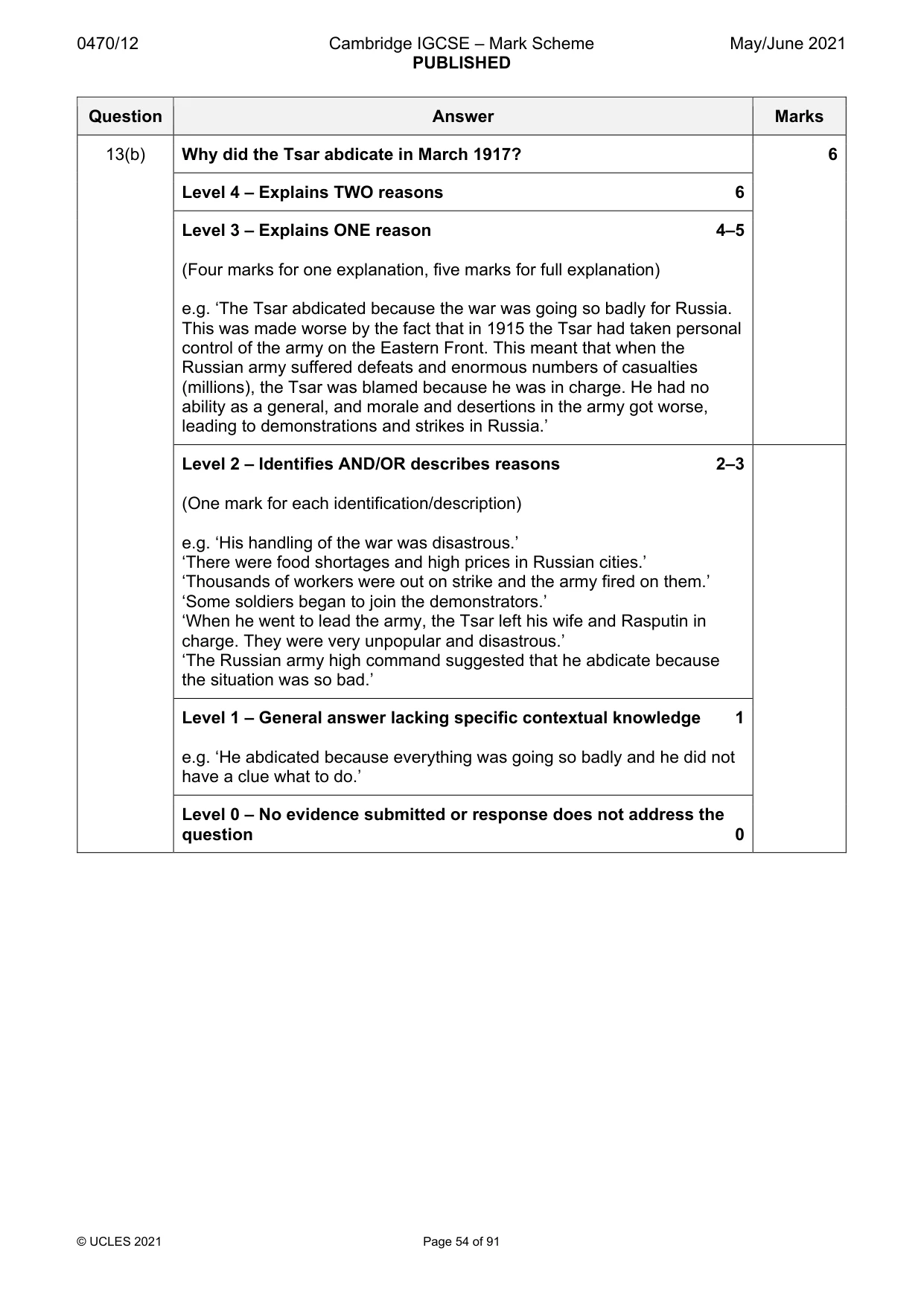 Mark scheme, page 54 of 91