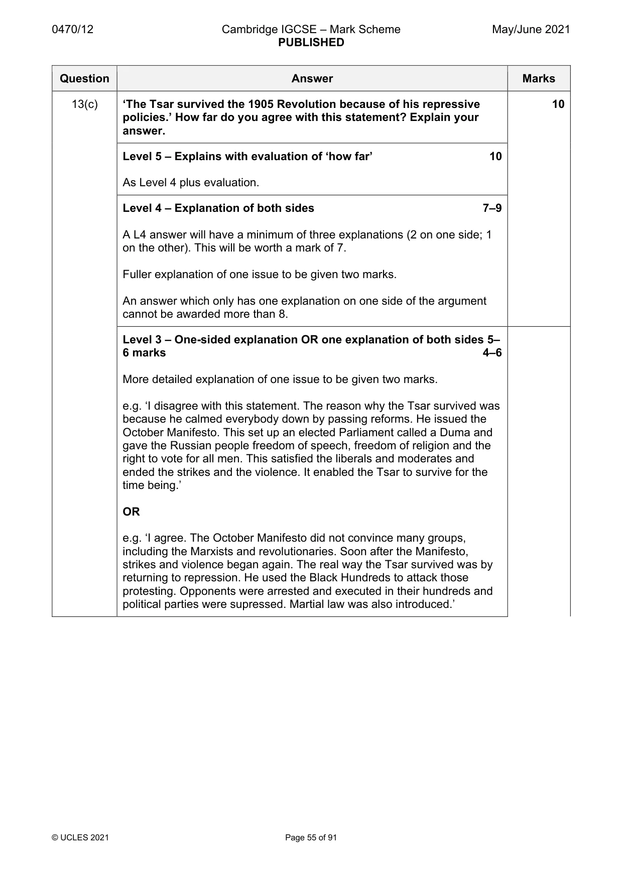 Mark scheme, page 55 of 91
