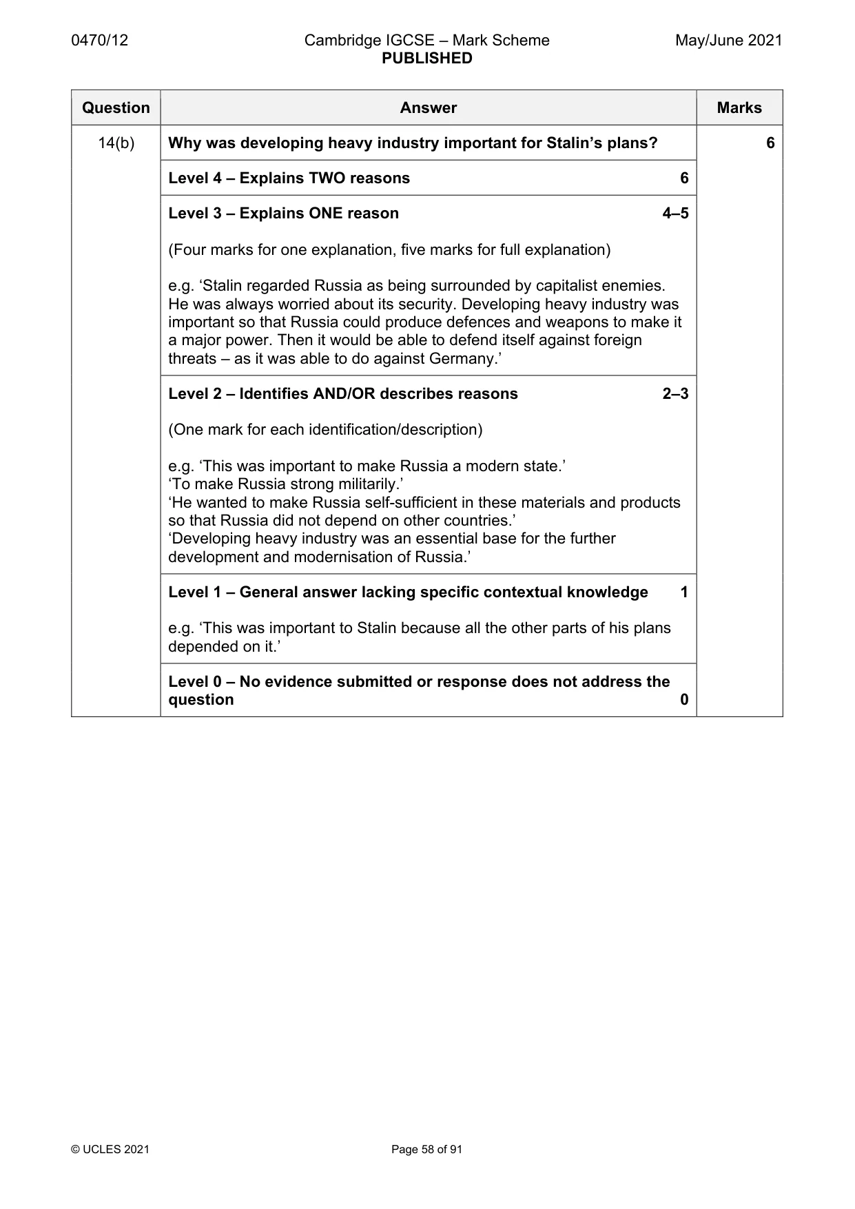 Mark scheme, page 58 of 91