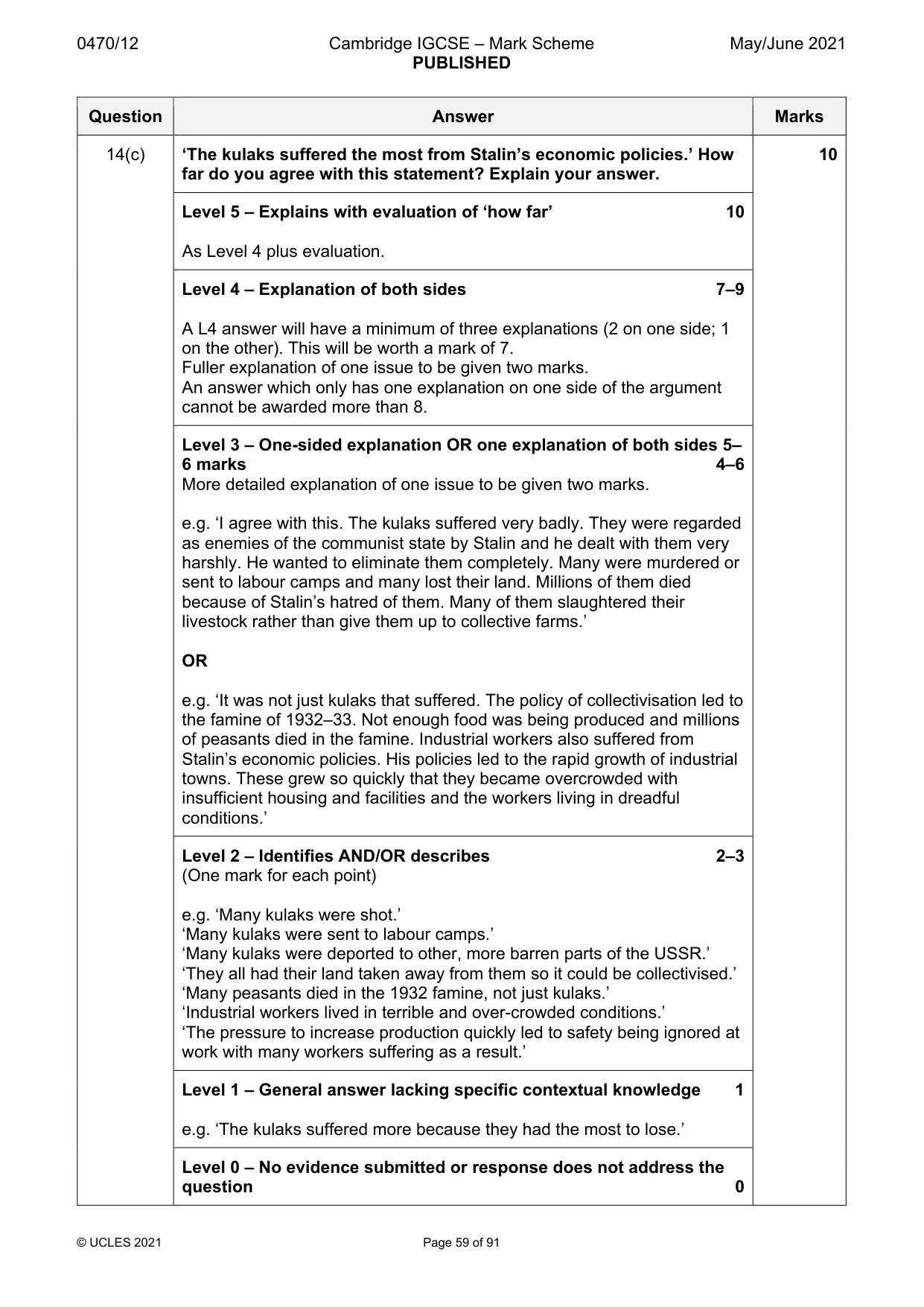 Mark scheme, page 59 of 91