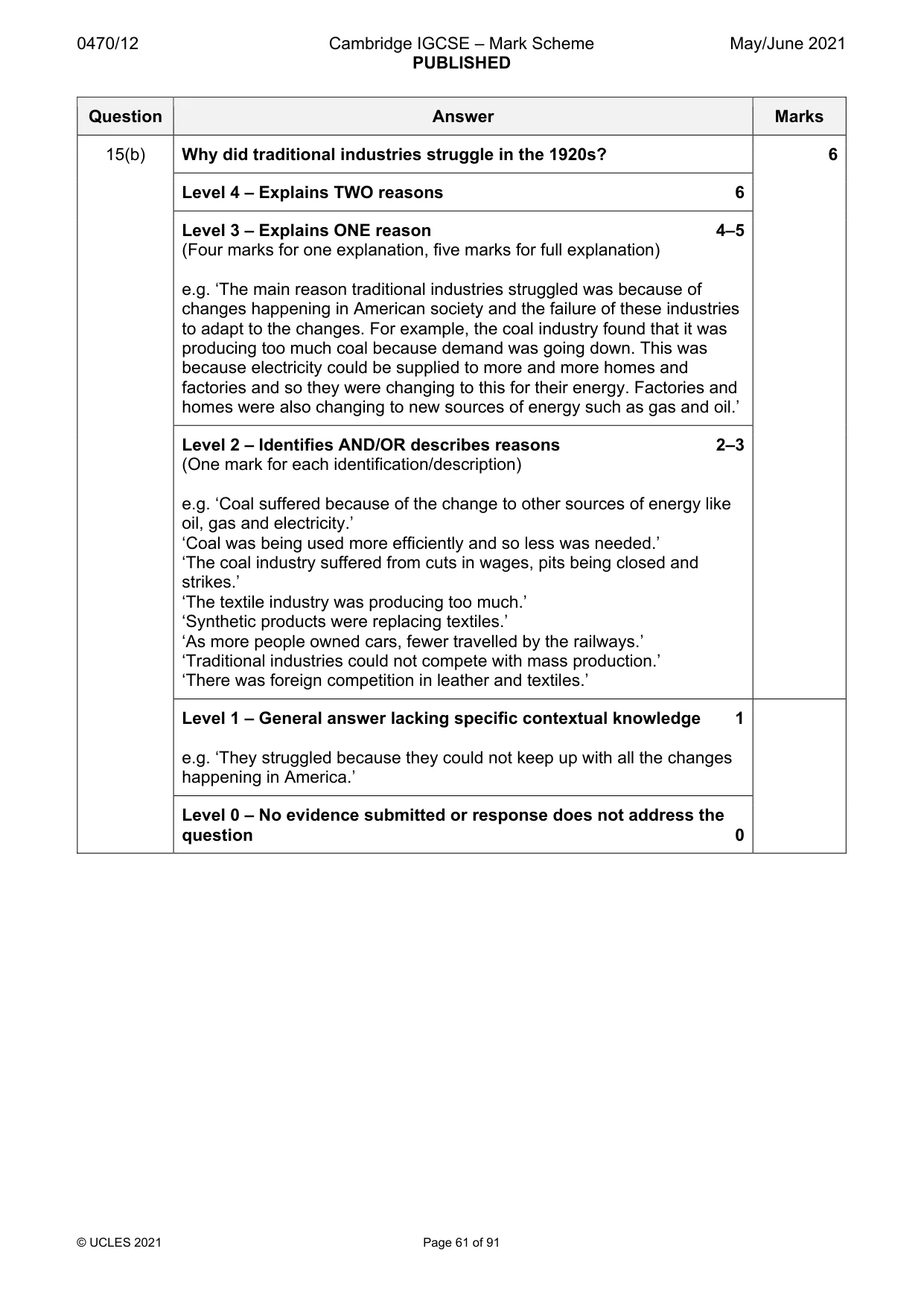 Mark scheme, page 61 of 91