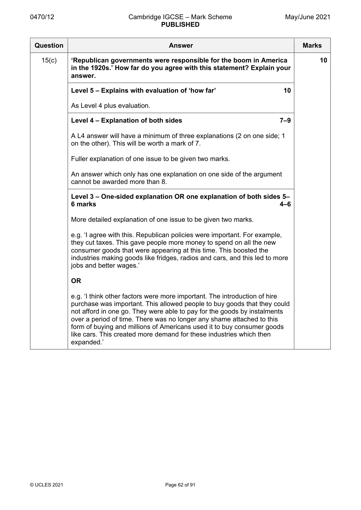 Mark scheme, page 62 of 91