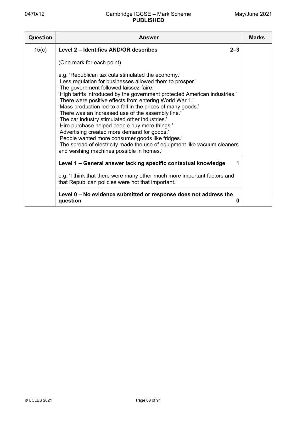 Mark scheme, page 63 of 91