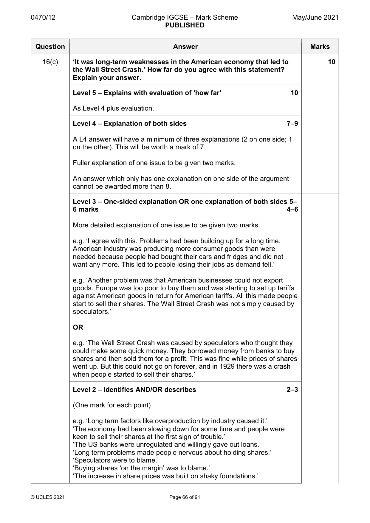 Mark scheme, page 66 of 91