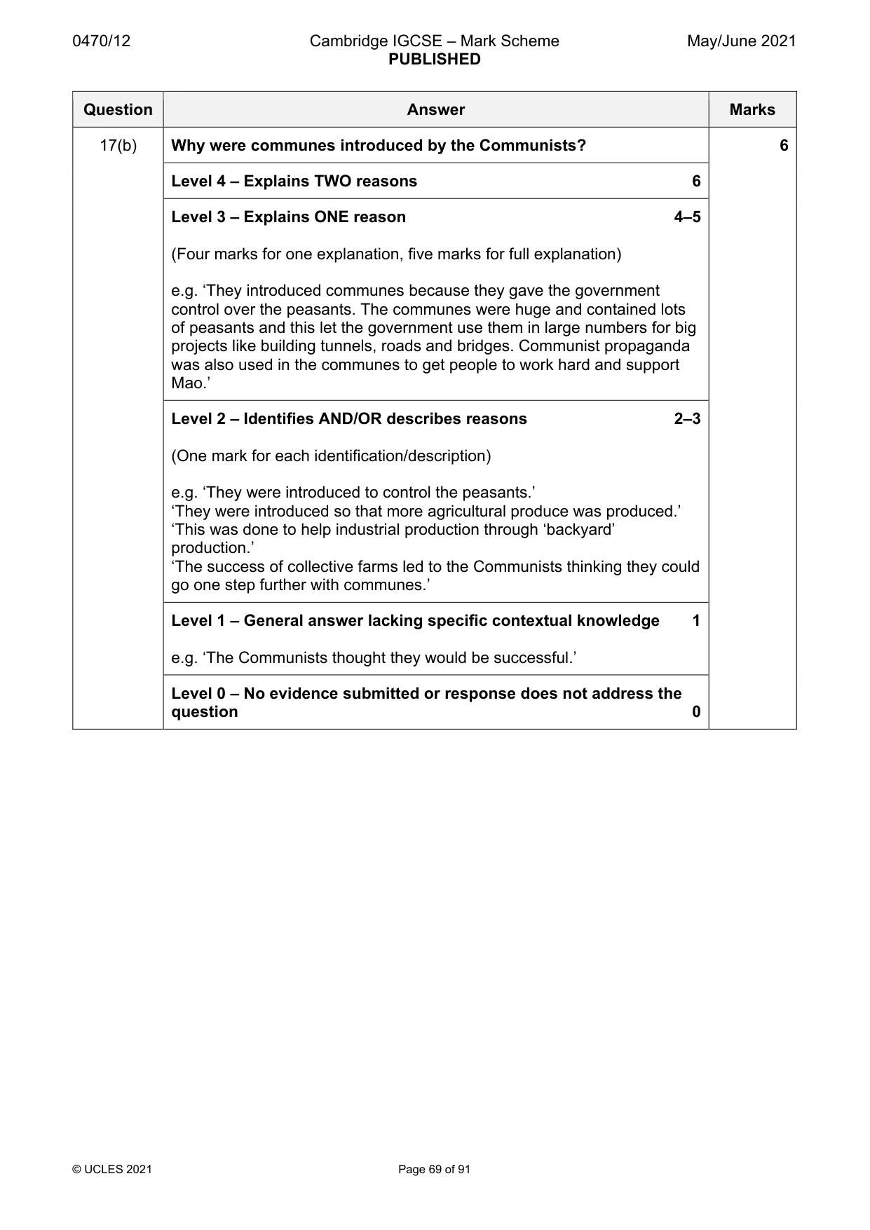 Mark scheme, page 69 of 91