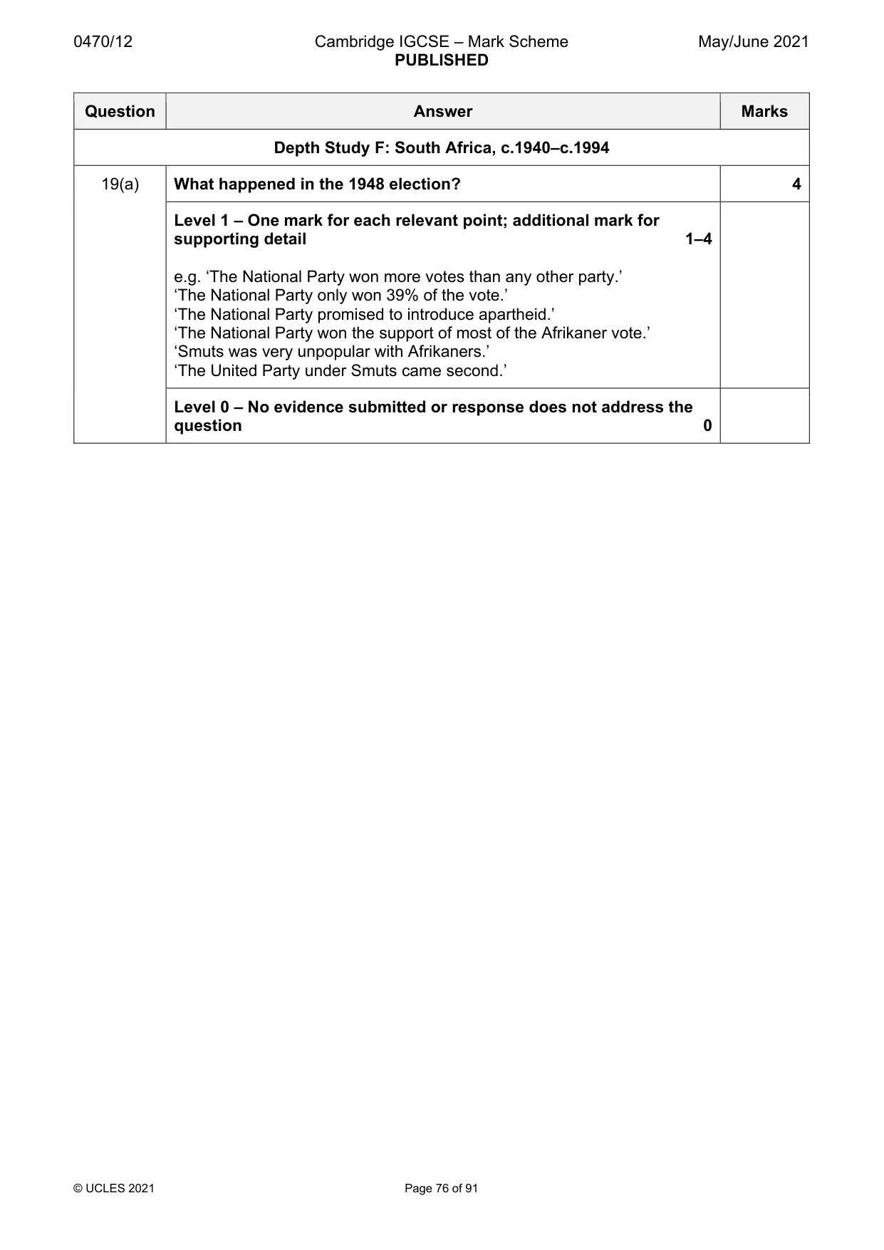Mark scheme, page 76 of 91