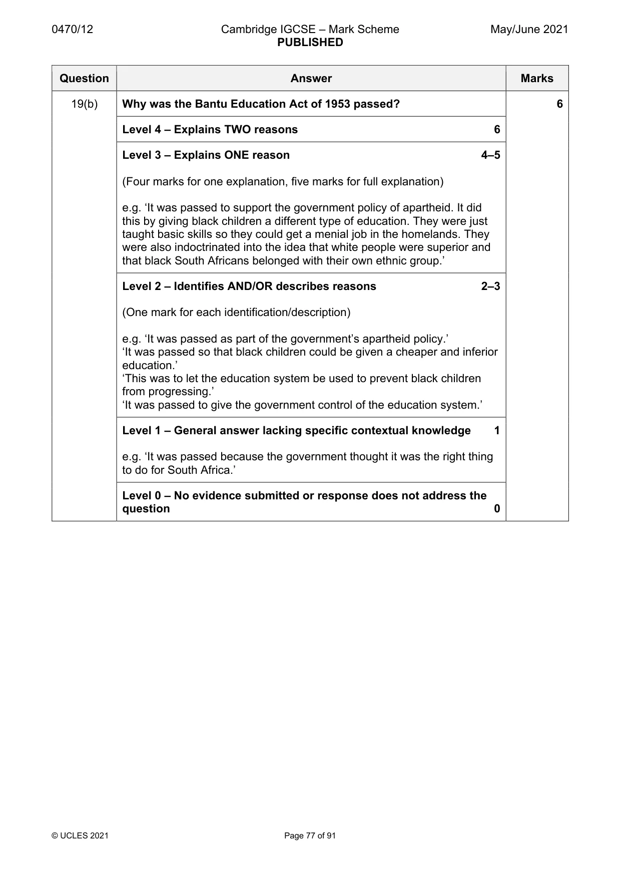 Mark scheme, page 77 of 91
