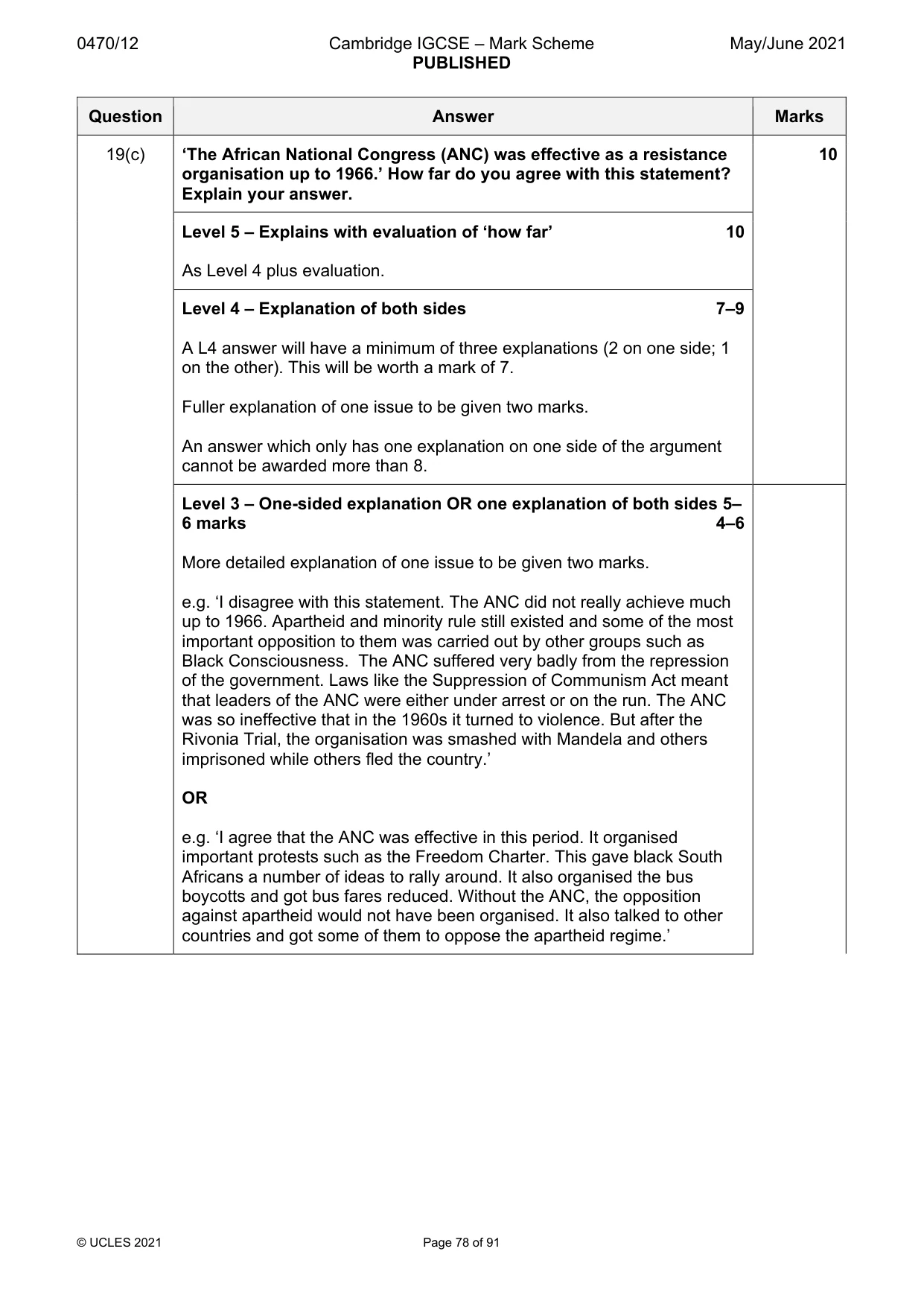 Mark scheme, page 78 of 91
