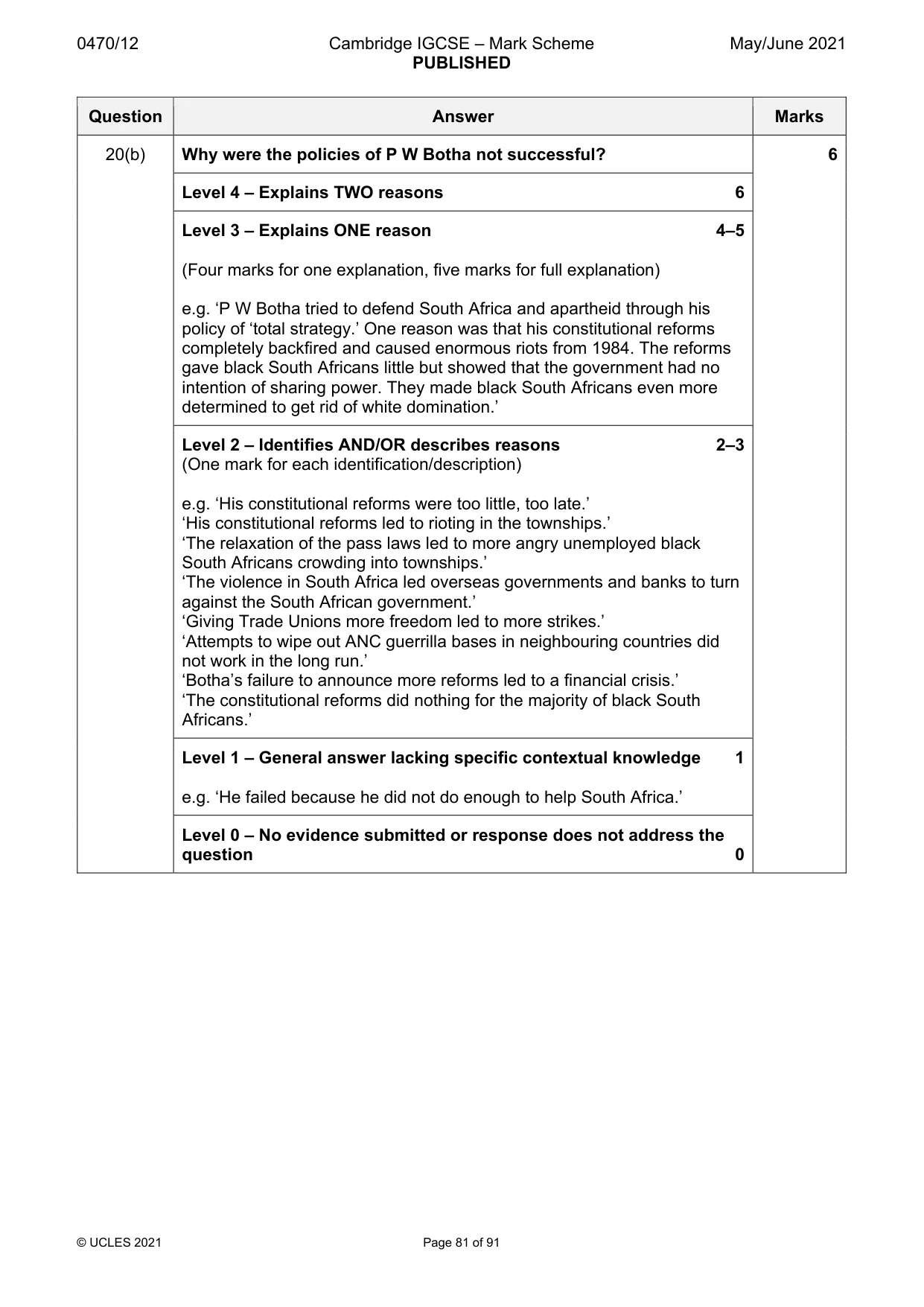 Mark scheme, page 81 of 91