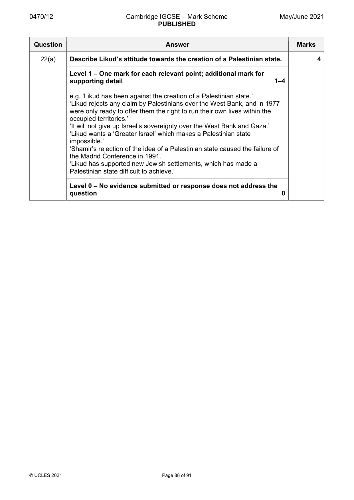 Mark scheme, page 88 of 91
