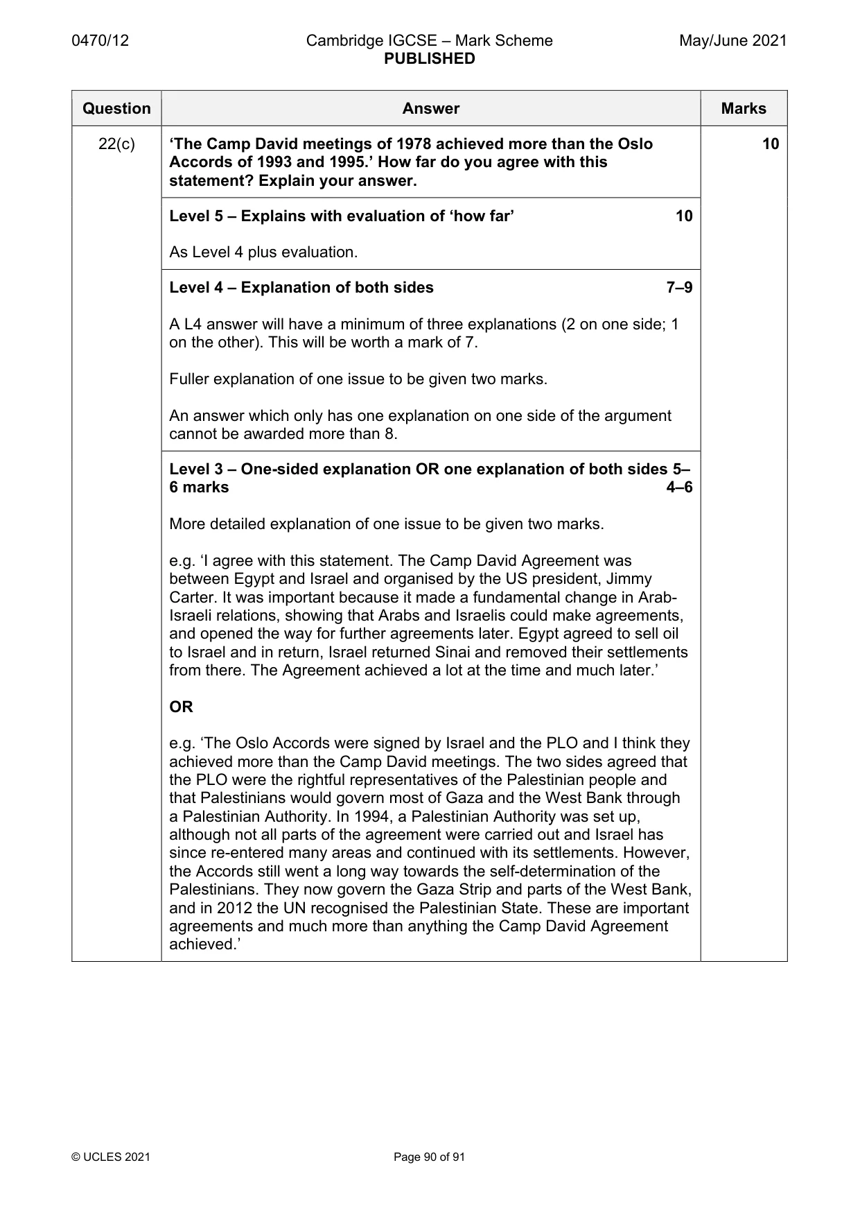 Mark scheme, page 90 of 91