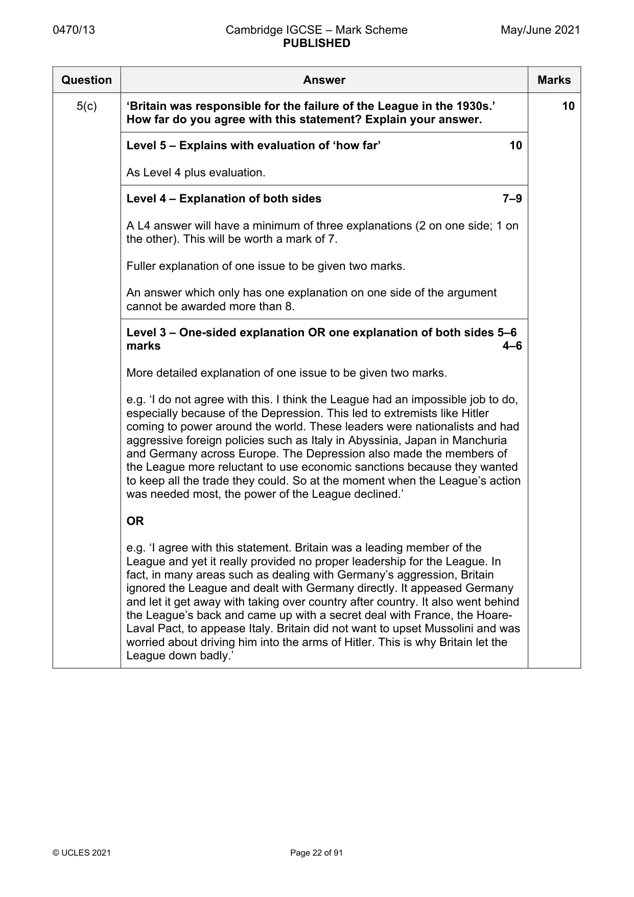 Mark scheme, page 22 of 91