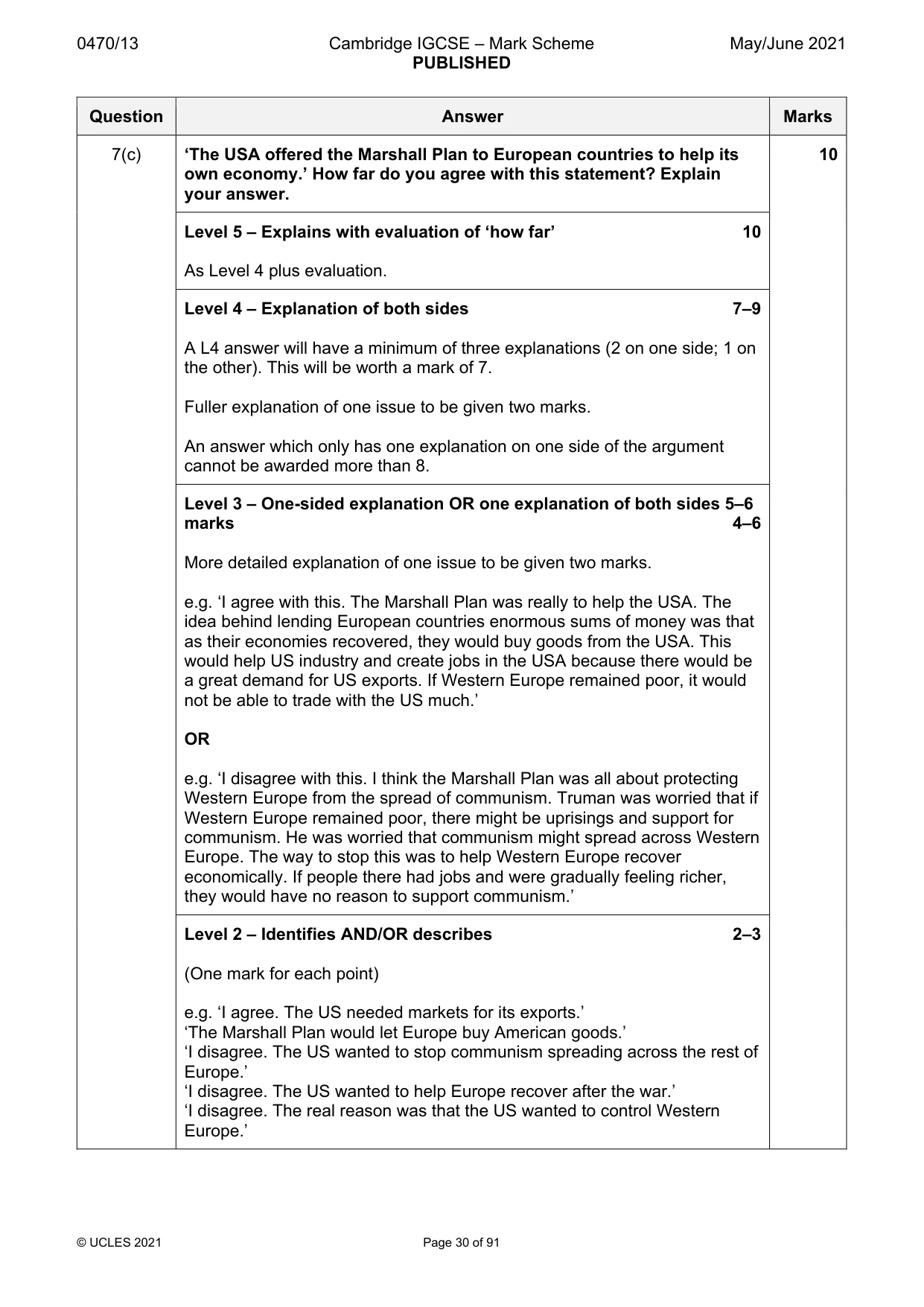 Mark scheme, page 30 of 91