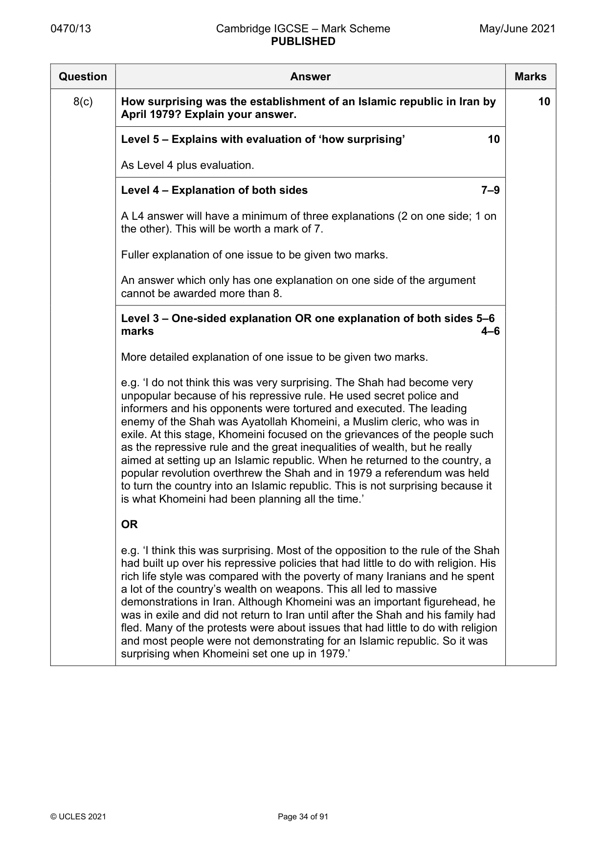 Mark scheme, page 34 of 91