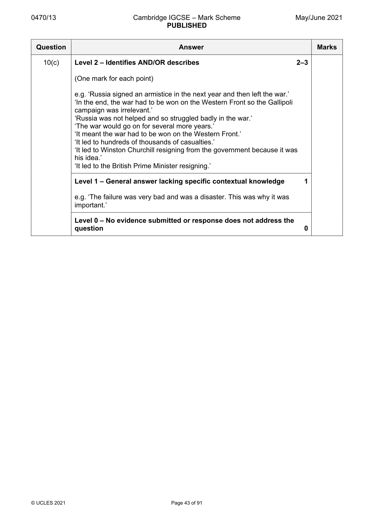 Mark scheme, page 43 of 91