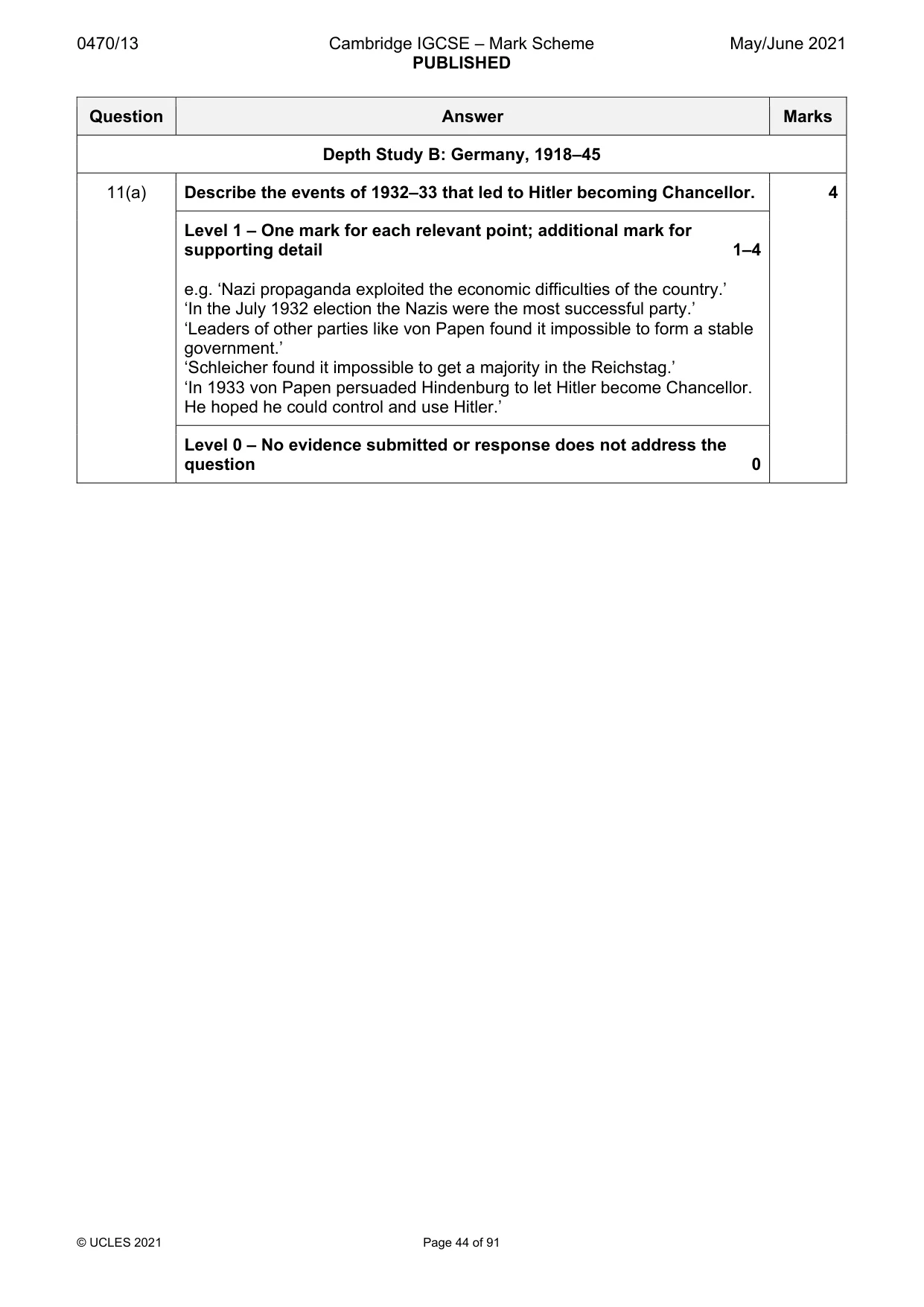 Mark scheme, page 44 of 91