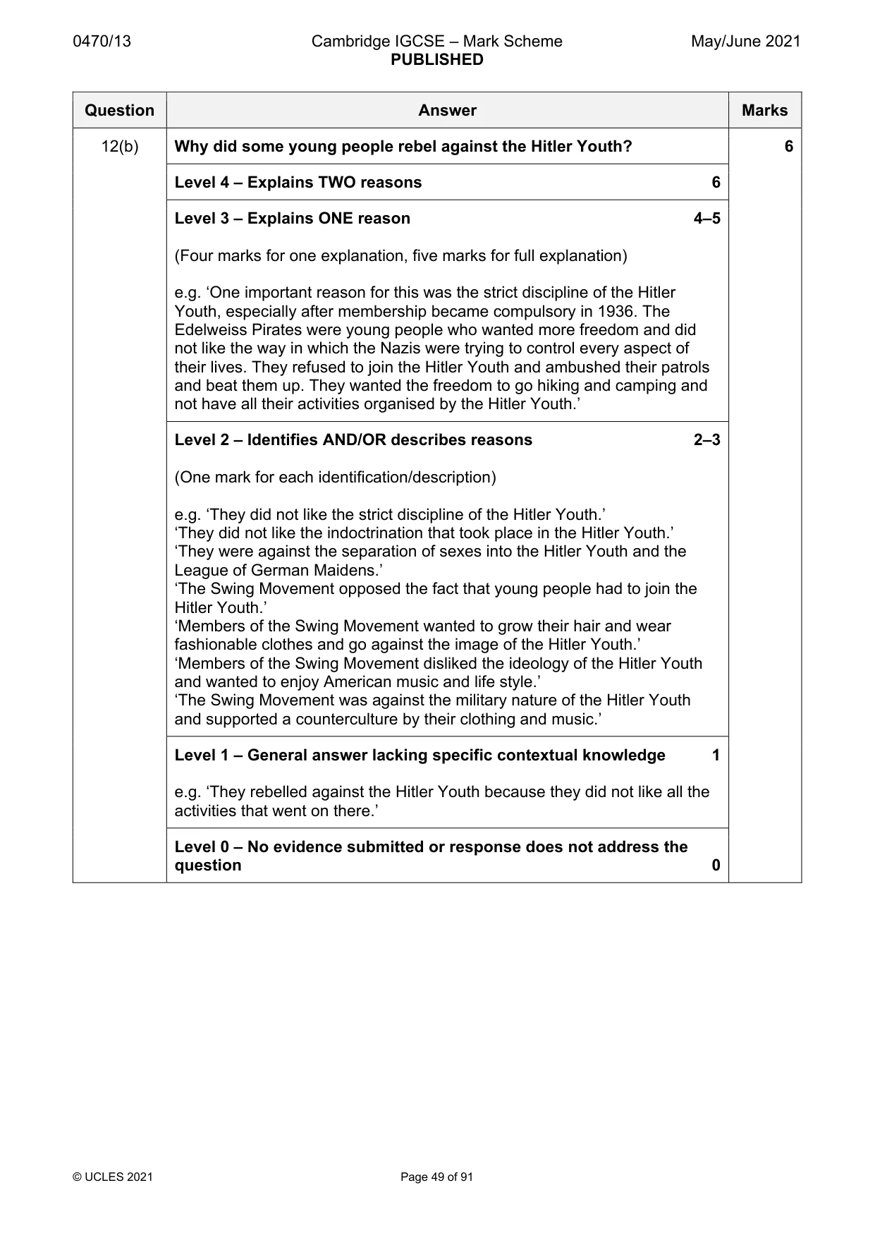 Mark scheme, page 49 of 91