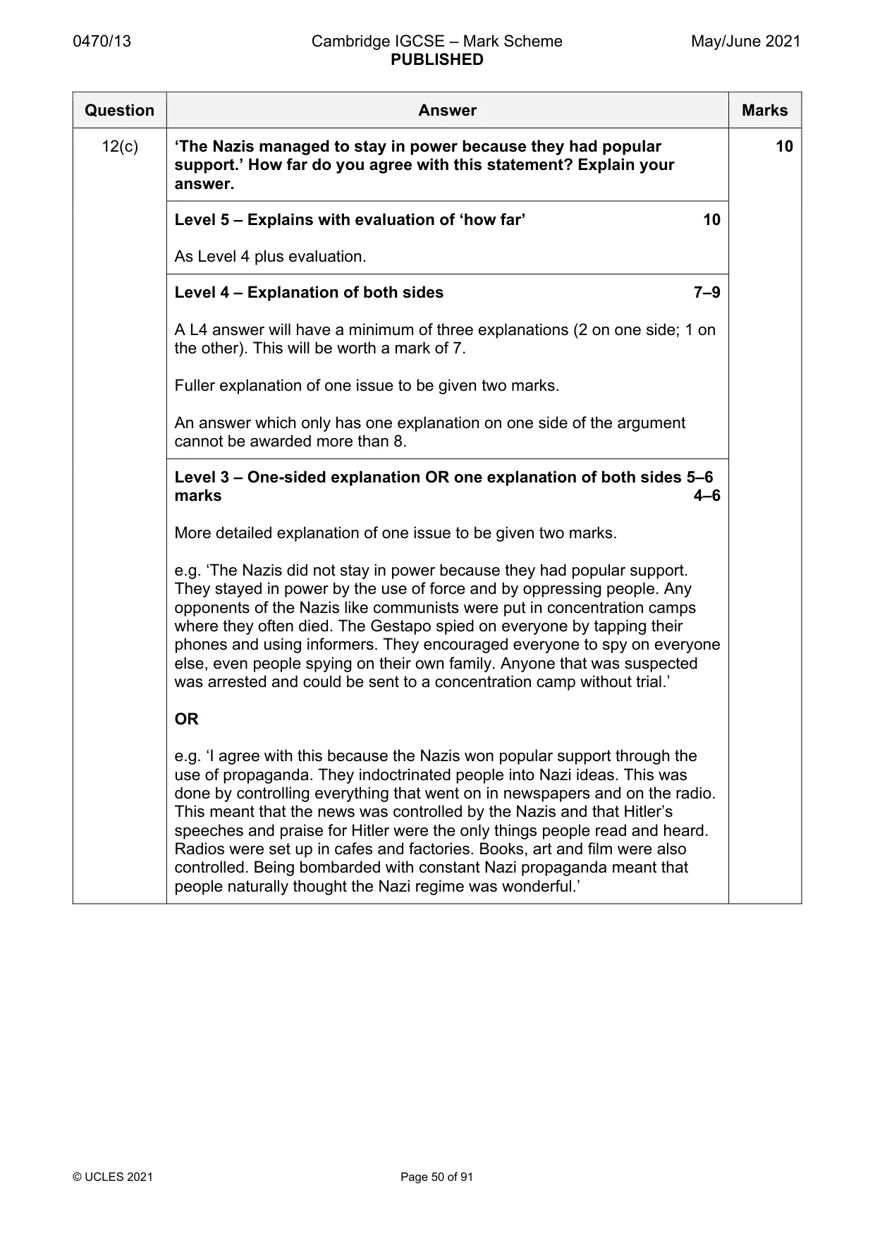 Mark scheme, page 50 of 91