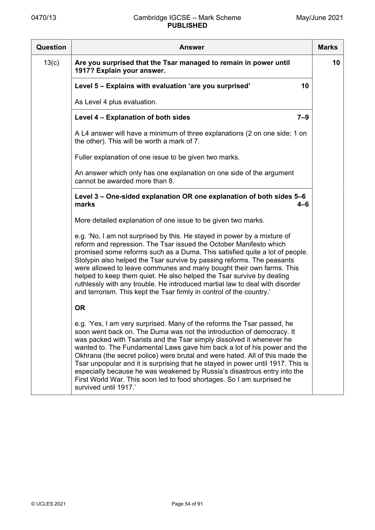 Mark scheme, page 54 of 91