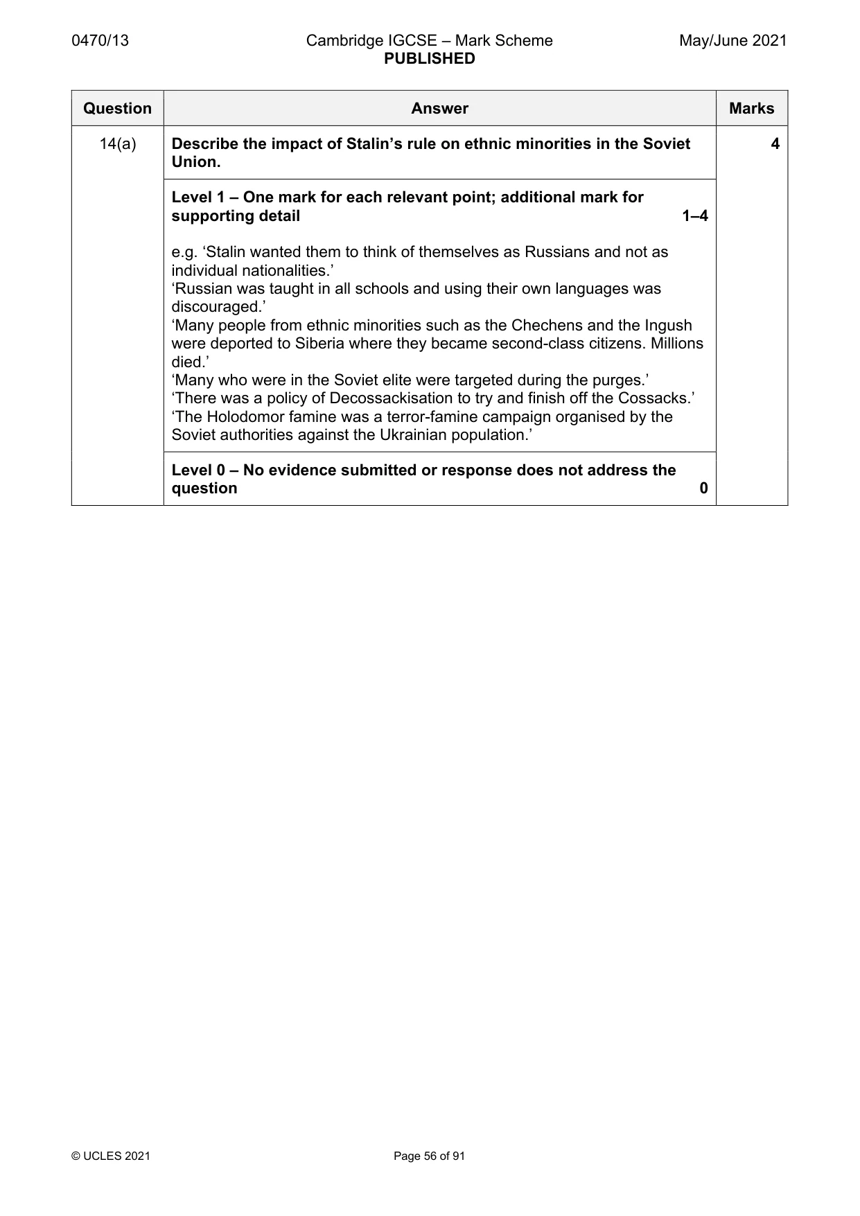 Mark scheme, page 56 of 91