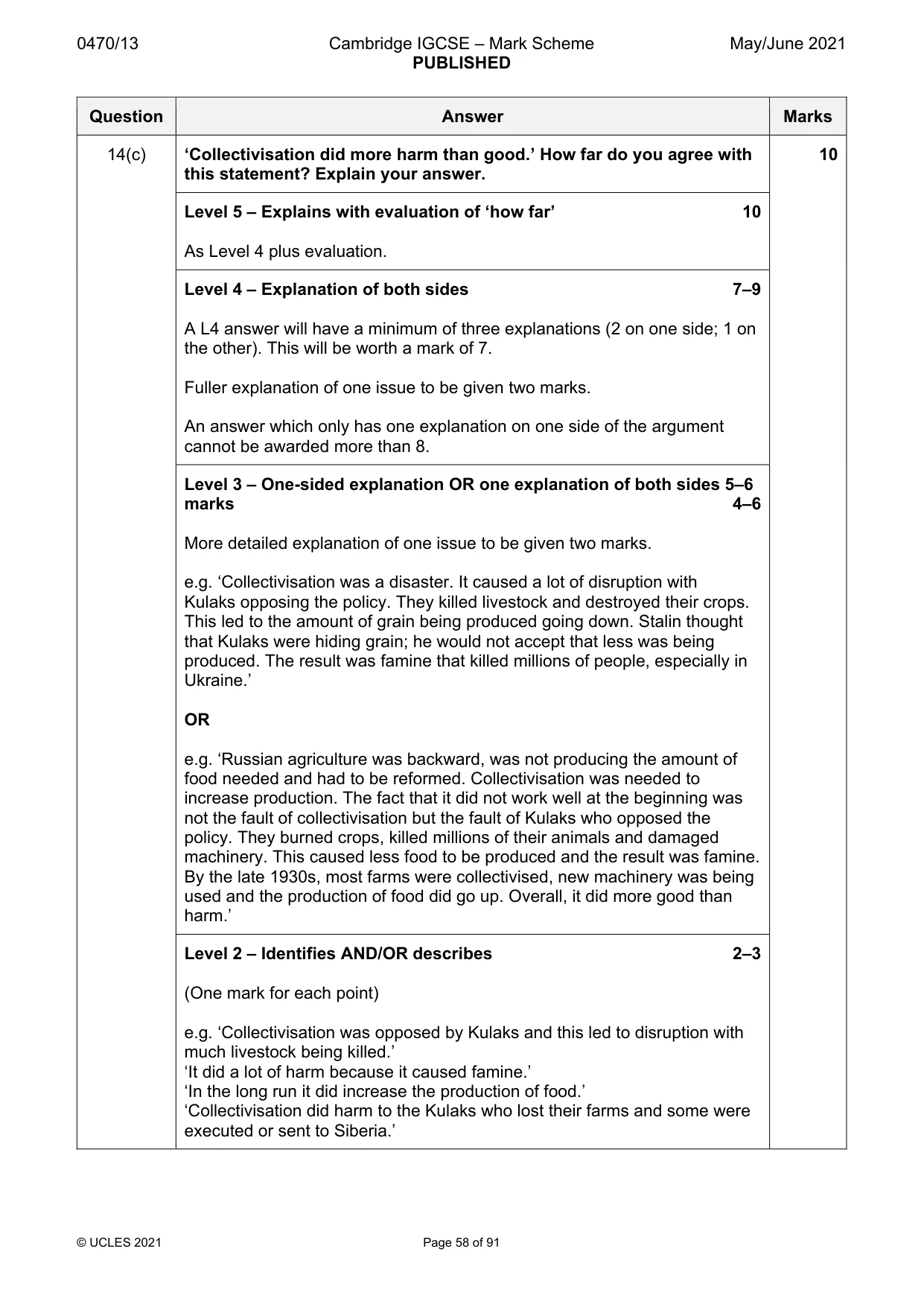 Mark scheme, page 58 of 91